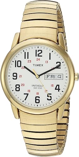 Timex T2N092 Easy Reader - Reloj con correa de expansión de acero inoxidable extra larga en tono dorado de 1378in Tono dorado Timex T2N092 Easy Reader - Reloj con correa de expansión de acero inoxidable extra larga en tono dorado de 1378in Tono dorado