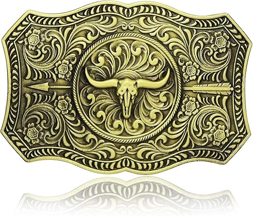 Miniatura 8 de Hebilla de cinturón ovalada de cuerno largo de toro de cráneo de toro nativo americano, vintage, cuentas de madera, hebillas vaqueras occidentales