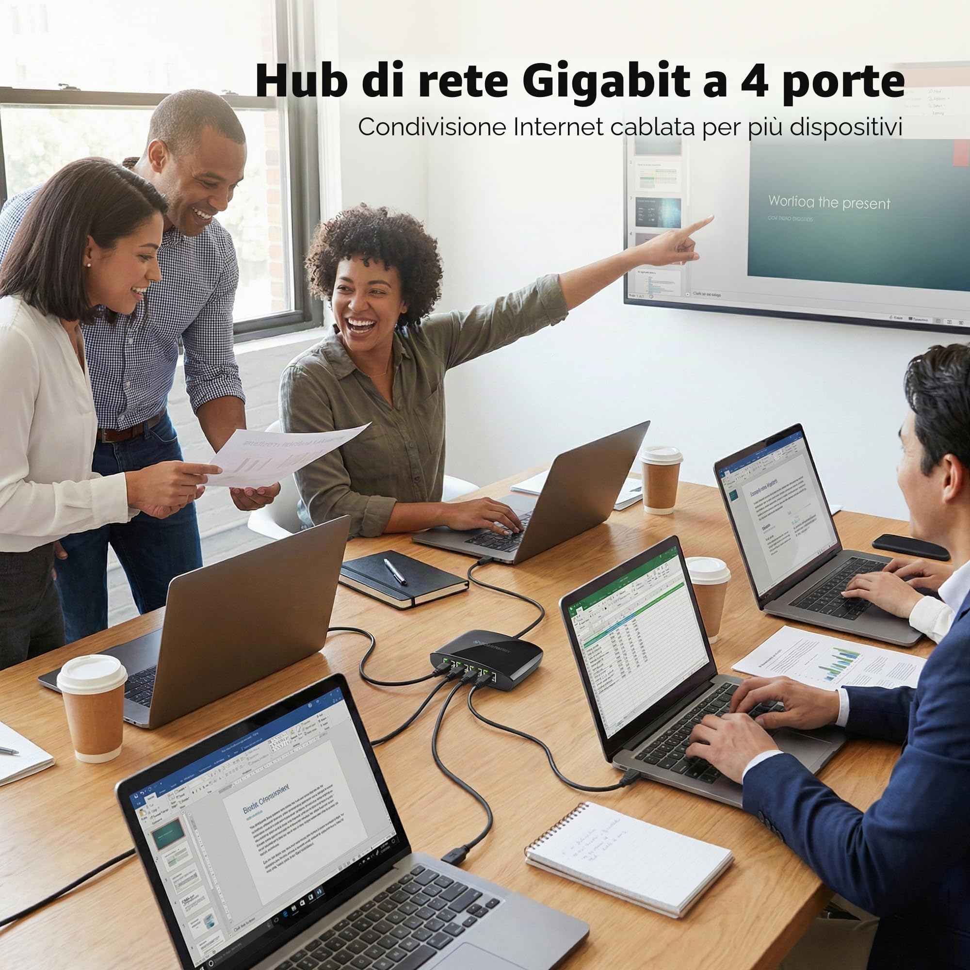 Cable Matters Switch da USB3.1 a 4 porte Gigabit Ethernet nero
