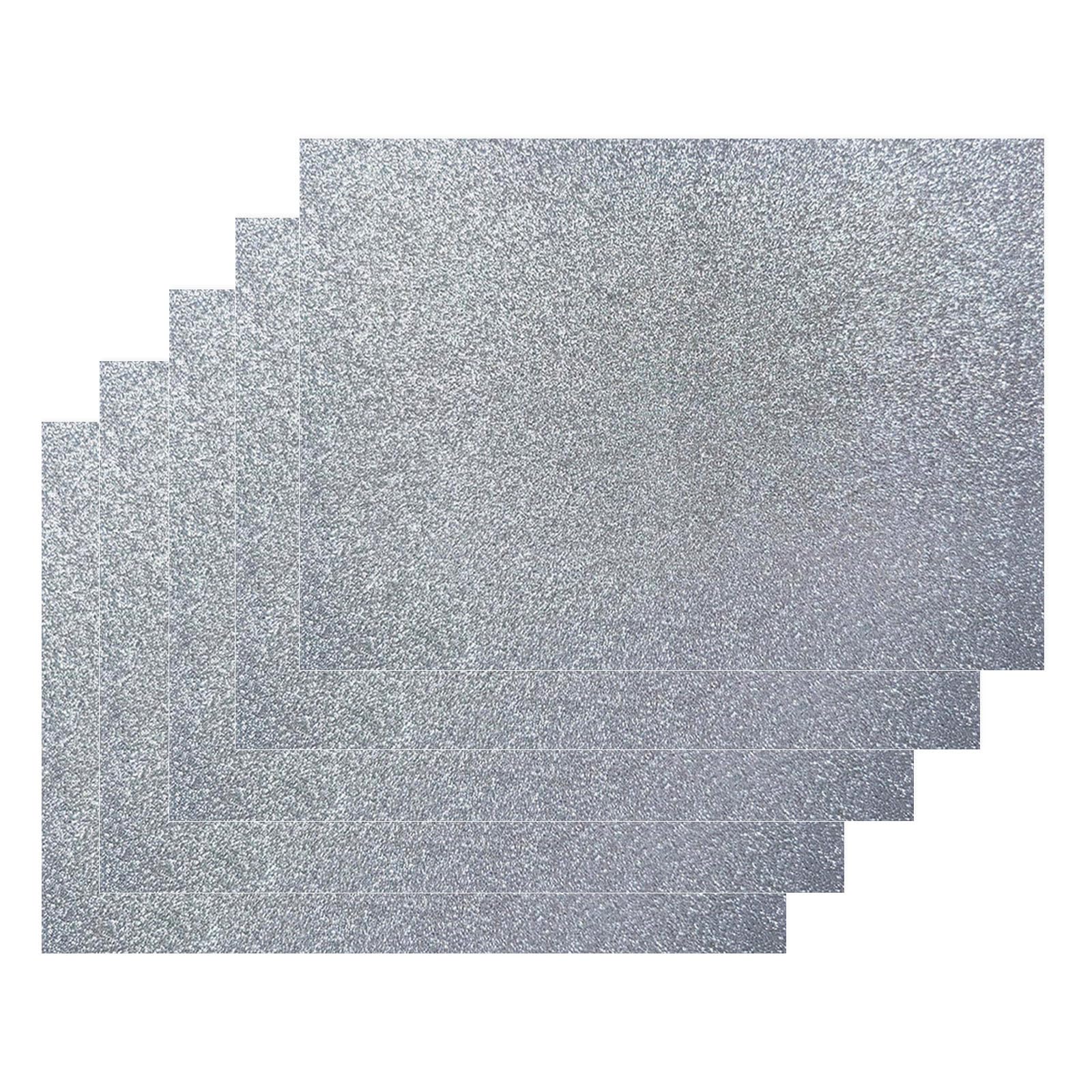 Jtnohx Large Glitter Felt Fabric, 5pcs Glitter Sheets, 11.8 x16.5 inches Glitter Felt for Crafts, Felt Glitter Square for Party Project Holiday Greeting Festival (Silver)