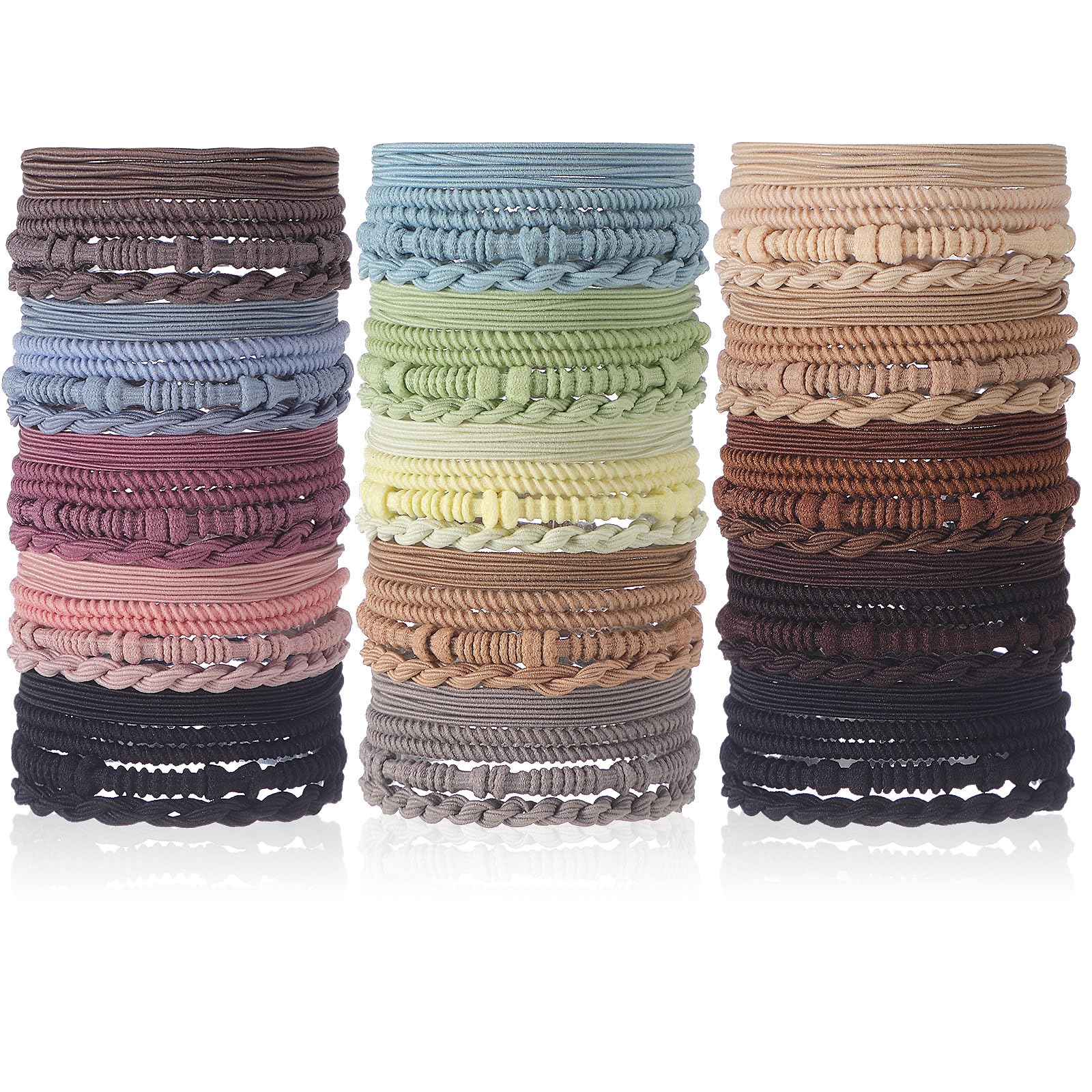 Boho-Haargummi-Armbänder für Damen, 5,9 cm, Boho-Stil, elastisch, Pferdeschwanz-Halter für dicke, dünne, lockige, weiche Haar-Accessoires, 120 Stück