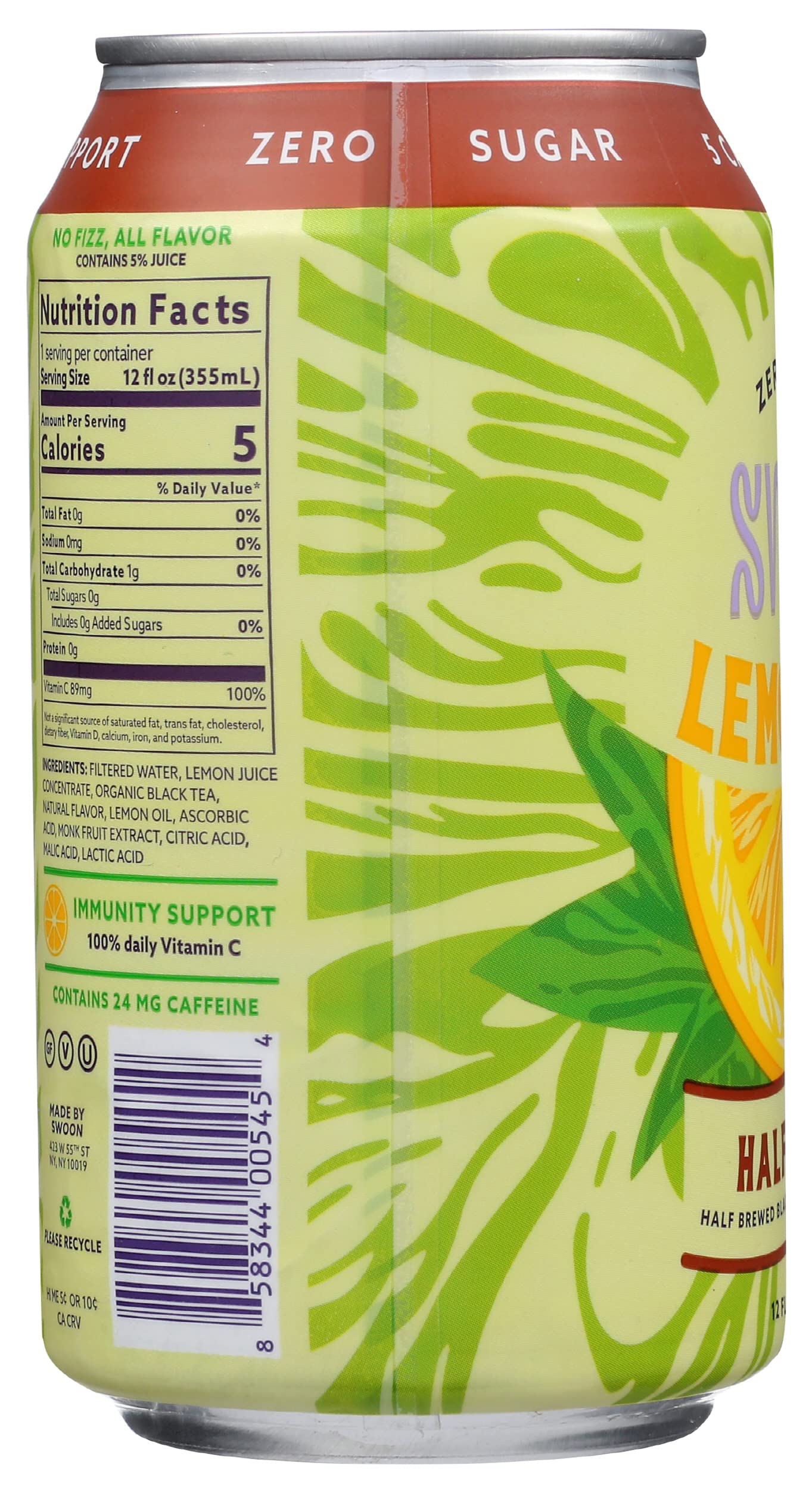 Swoon Half Tea + Half Lemonade, Zero Sugar, Gluten Free, 12 Fluid Ounce (Pack of 12)
