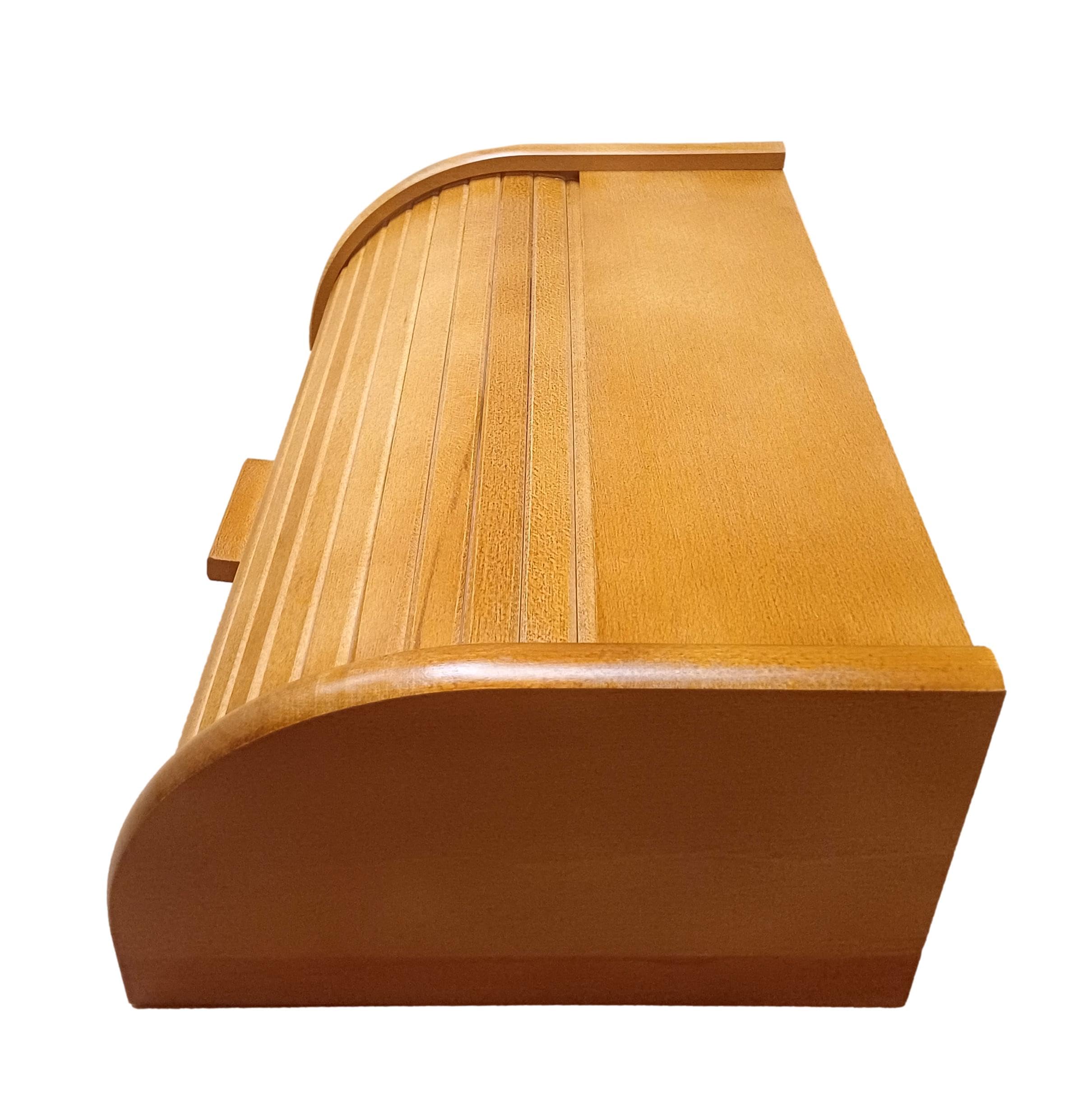 Wooden World - Rustikale Holz-Brotbox, S, Braun, Zusammenklappbar, Rechteckig, Roll-Up, Handwäsche, 16 x 31 x 26 cm, 3.31 pounds, 15600 cc, 1 Count