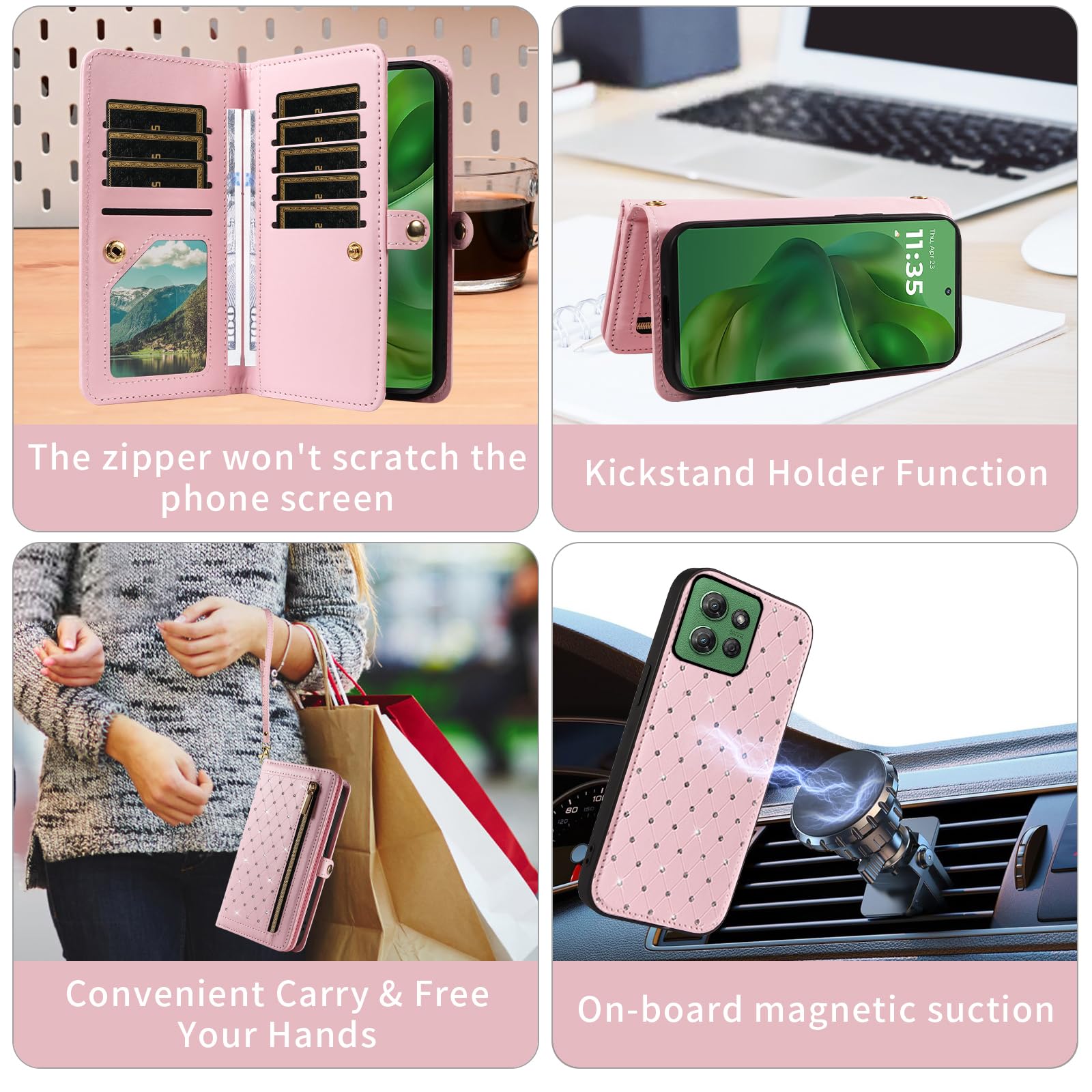 Luxus Handyhülle Motorola Moto G Power 5G 2025 - Flip-Geldbörse Mit 5 Kartenfächern & Schultergurt | Violett