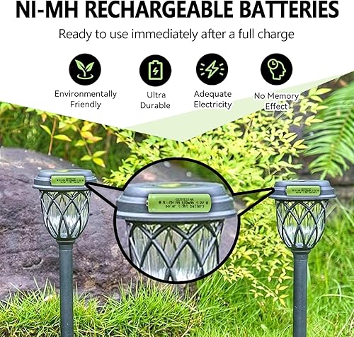 Miniatura 9 de Nimh - Baterías recargables AA, 600 mAh, 1.2 V, doble A, batería de luz solar, ideal para jardín, césped, paisajismo, lámparas, linterna, paquete de