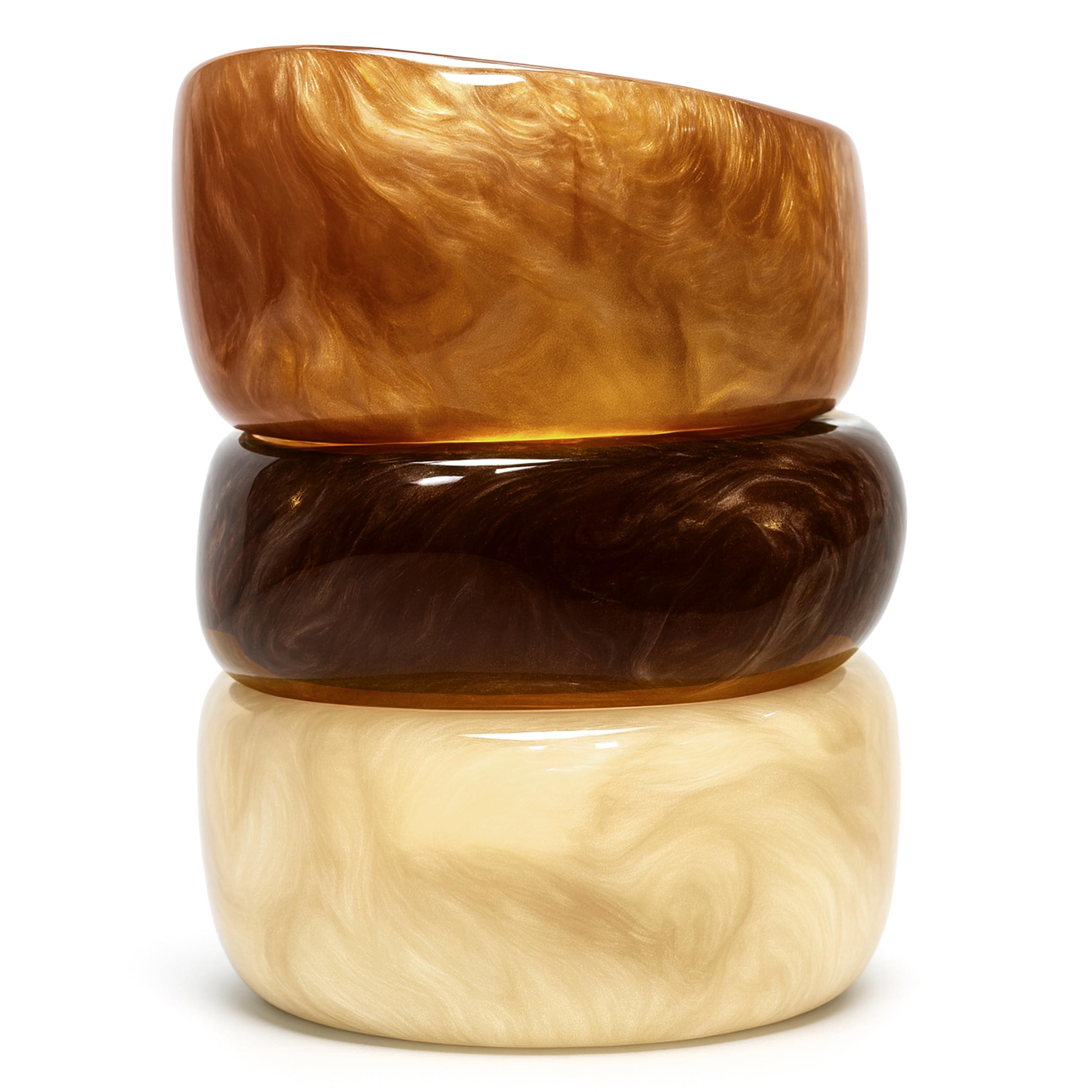 Amber Set of Chunky Acrylic Resin Bangle Bracelets for Women