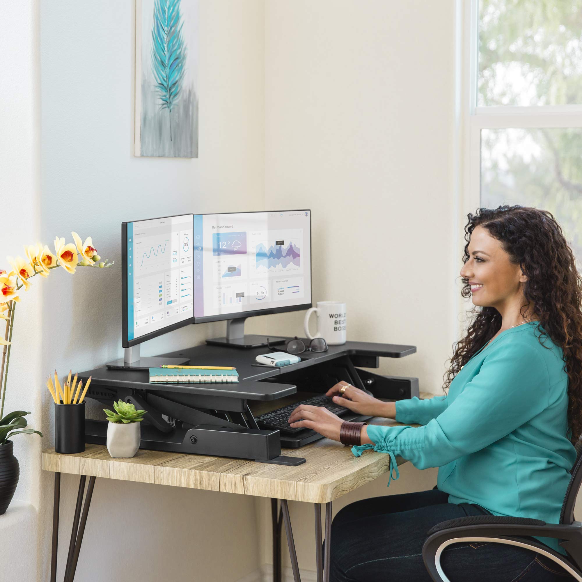 Best Choice Products 36in Standing Desk, Height Adjustable 2Tier Desk