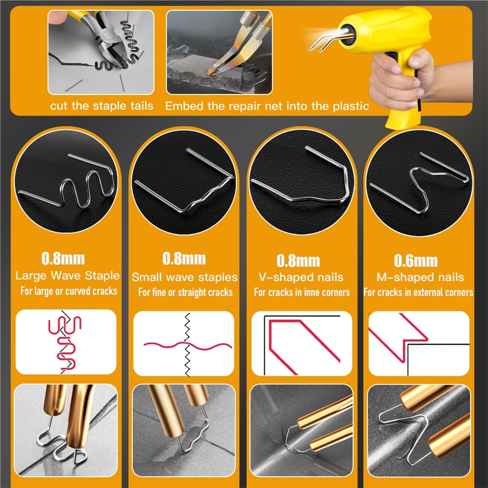 Kit Riparazione Paraurti Auto Saldatrice Per Plastica Da 200 W, Kit Per Saldatura Di Plastica, Kit Per Pinzatrice A Caldo, Pistola Per Saldatrice Per Plastica, Saldatore Per Paraurti, Riparazione Auto