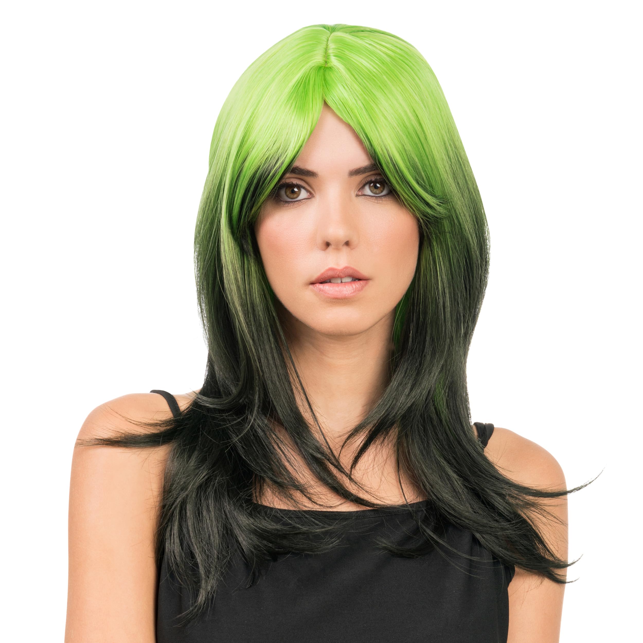 Chaks - Wig with Bangs, 48 cm Long Two Tone Hair, Long Hair Wig for Women, Cosplay, Carnival, Festival