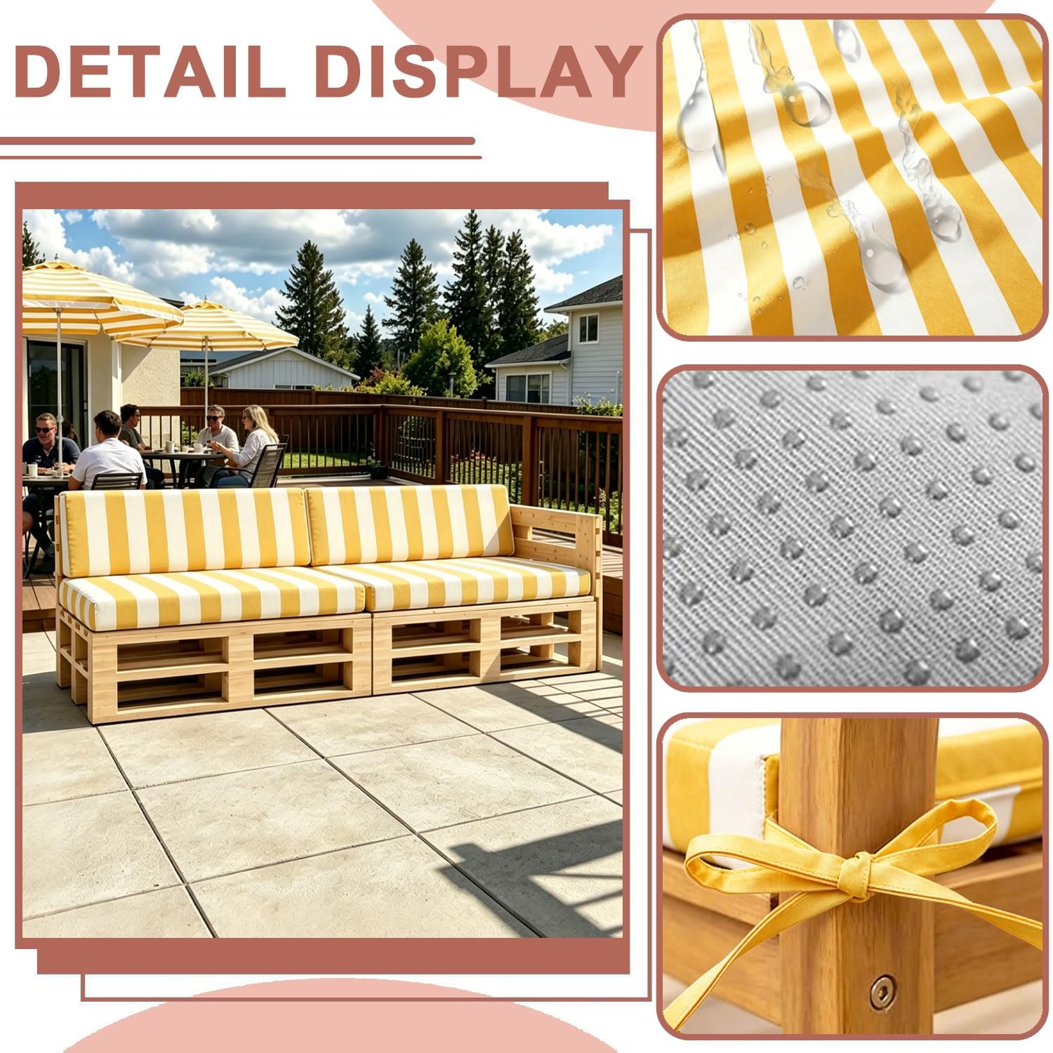 Générique Housse Palette Imperméable 120x60/120x80/60x40/120x40cm,Housse Coussin Extérieur Zip Fond Antidérapant Revêtement Canapé Jardin, Protection Coussin Palette(M2,Seat：60x120x10cm)