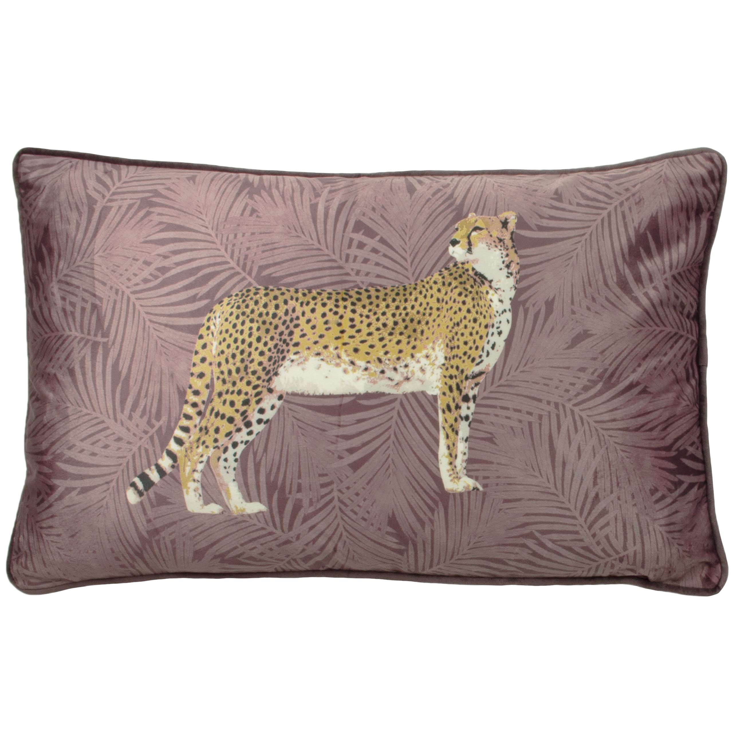 Paoletti Cheetah Forest Feather Filled Cushion, Polyester, Blush