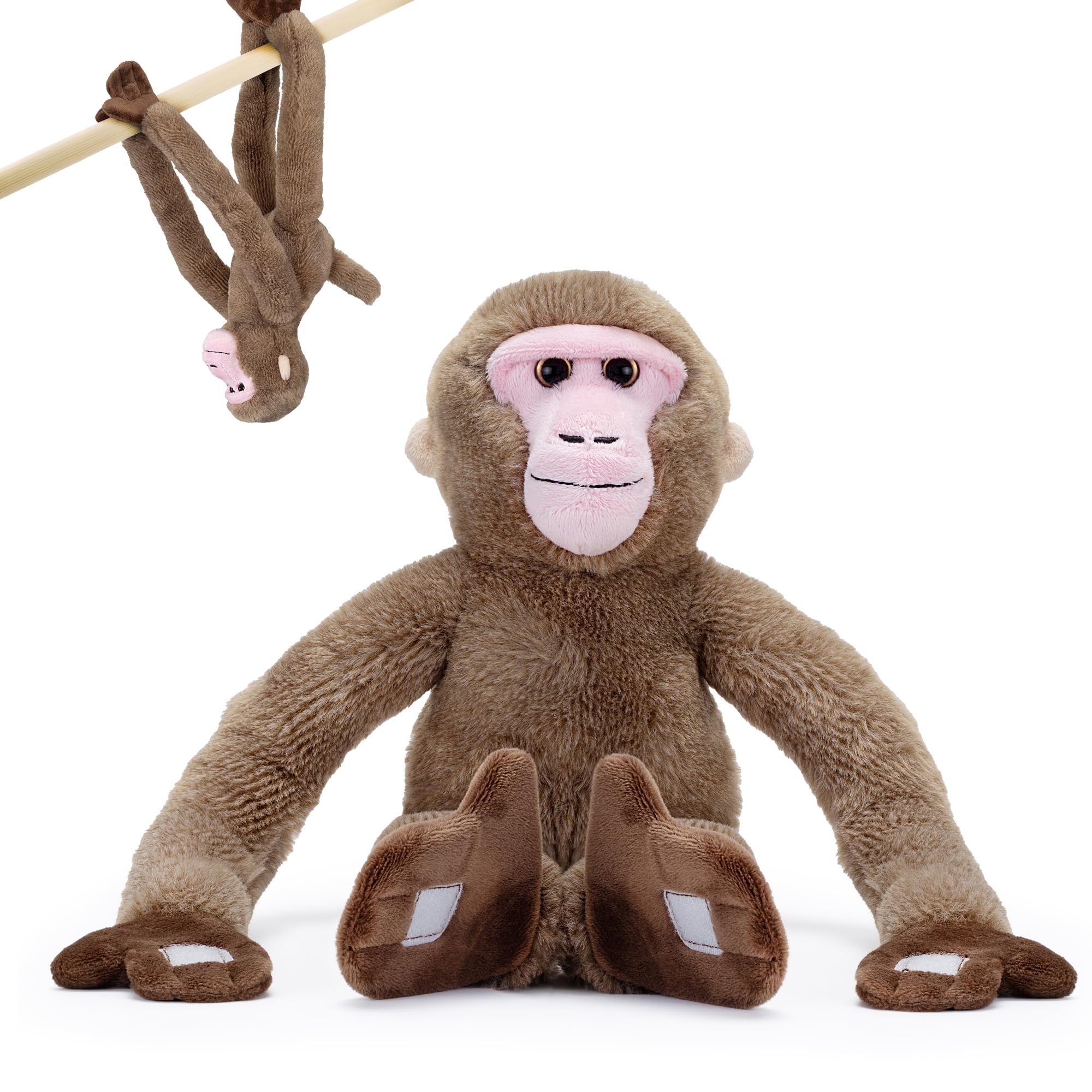 Zappi Co Hanging Japanese Snow Monkey Plush, 46cm Cuddly Macaque Soft Toy with Velcro Paws