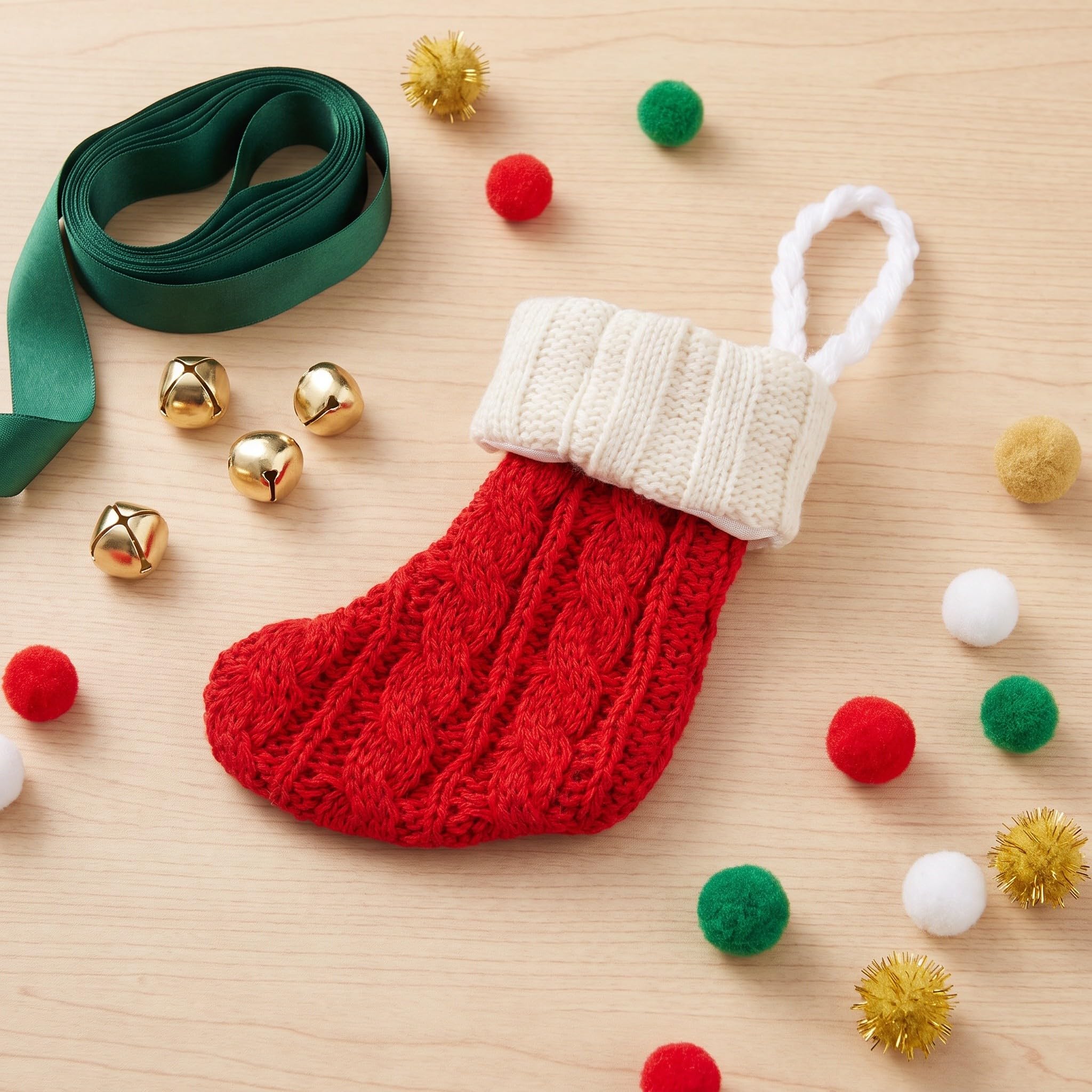 VICASKY 12 Mini Calcetines navideños de Punto para Colgar en el árbol de