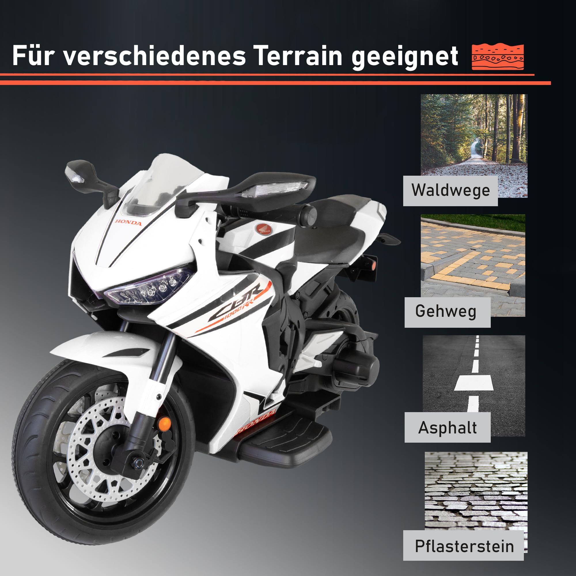 LEMODO Elektro-Motorrad mit Licht und Sound | Kindermotorrad mit abnehmbaren Stützrädern | Elektro Motorrad mit Vorwärts- und Rückwärtsgang | Elektromotorrad für Kinder