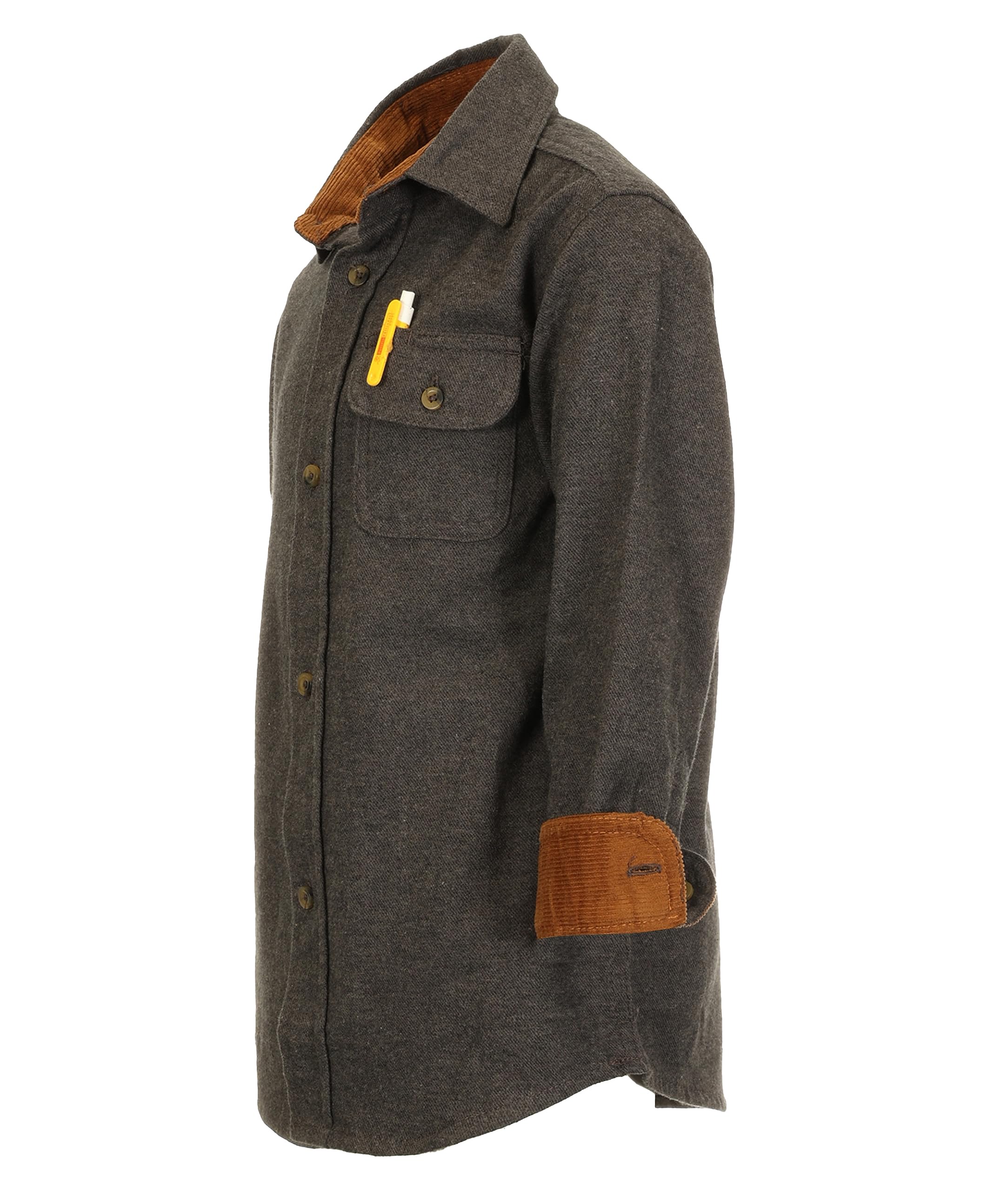 Gioberti Camisa de franela de un solo bolsillo para niño con contraste de pana
