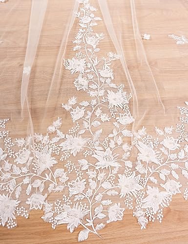 Miniatura 4 de 1 T 3 4 5M largo encaje perla boda velo nupcial