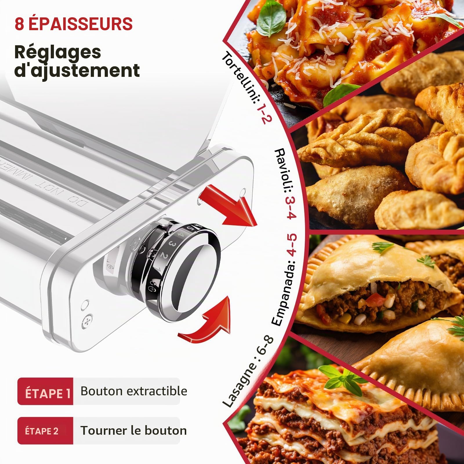 COFUN Acier Inoxydable Accessoires Machine à Pâtes pour KitchenAid, 3 en 1 Accessoire Laminoir pour KitchenAid Robot Pâtissier, Incl. Coupe-Spaghetti & Fettuccine, Rouleau Feuille à Pâtes, Guide pâtes
