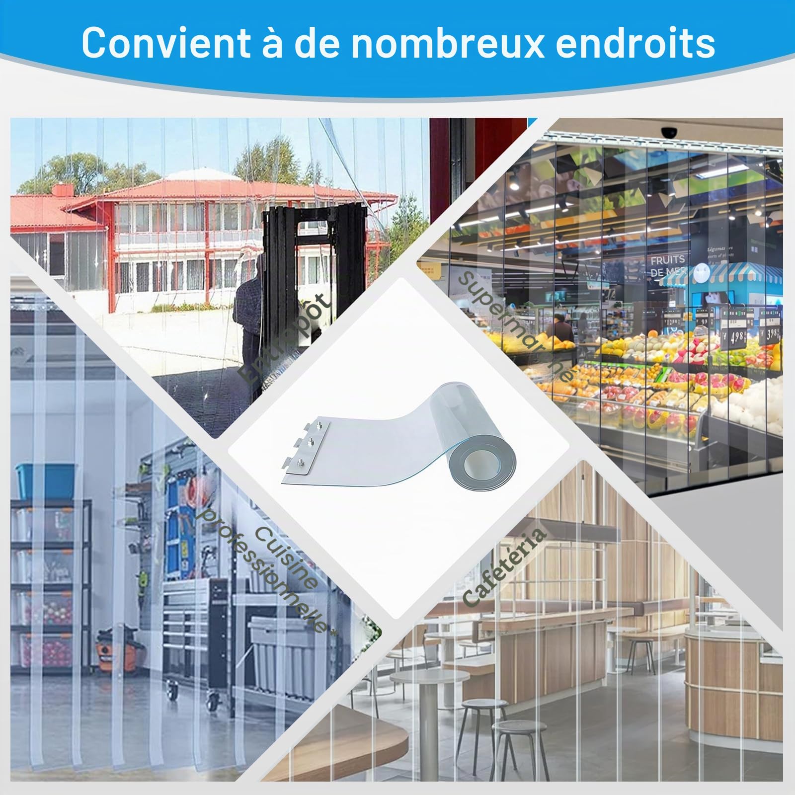 SHANNA Rideau à Lanières en PVC 7 Pièces 91 * 213cm, Rideau à Lamelles Transparent, Rideaus Laniere Portes Intérieures Portes moustiquaires pour Entrepôts Frigorifiques et Supermarchés