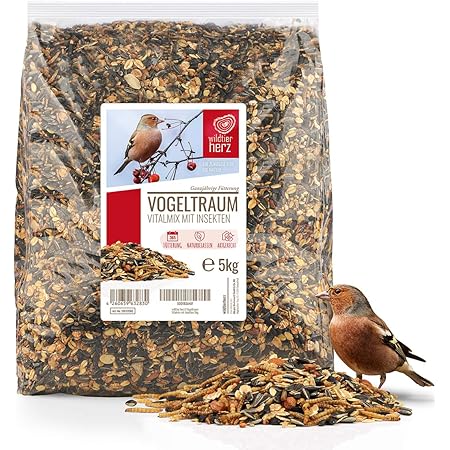 wildtier herz I Vogeltraum Vitalmix Brutzeitfutter - Premium Insekten Vogelfutter, Wildvogel-Futter extra Protein für Eltern, Brut und Jungvögel, Vogel Streufutter, Fettfutter Vögel (5kg)