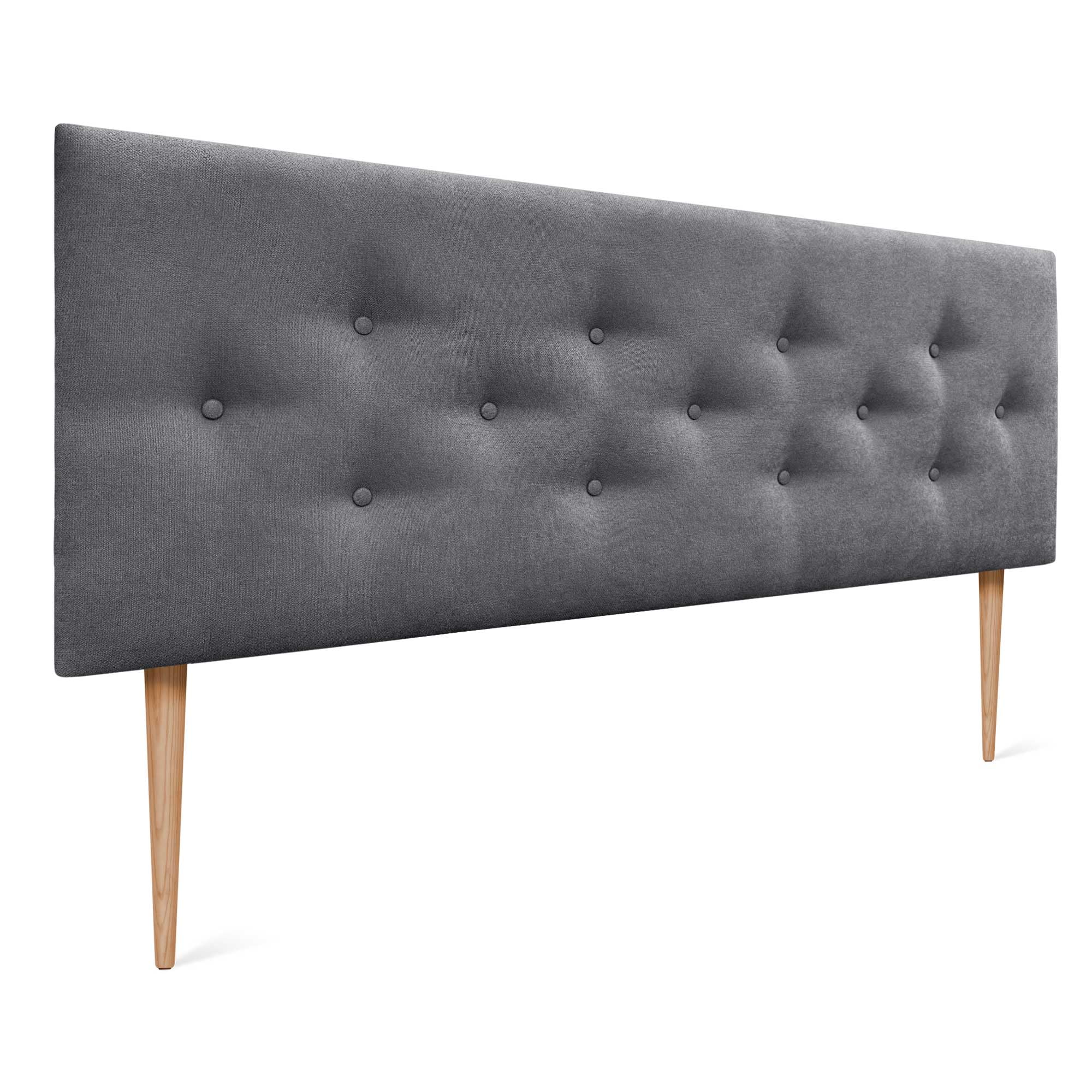 DHOME ACUALINE Leatherette or Fabric Headboard with 3 Interspersed Rows of Buttons and Legs Upholstered Headboard for Luxury Bed (Ash Grey Fabric, 160 cm)