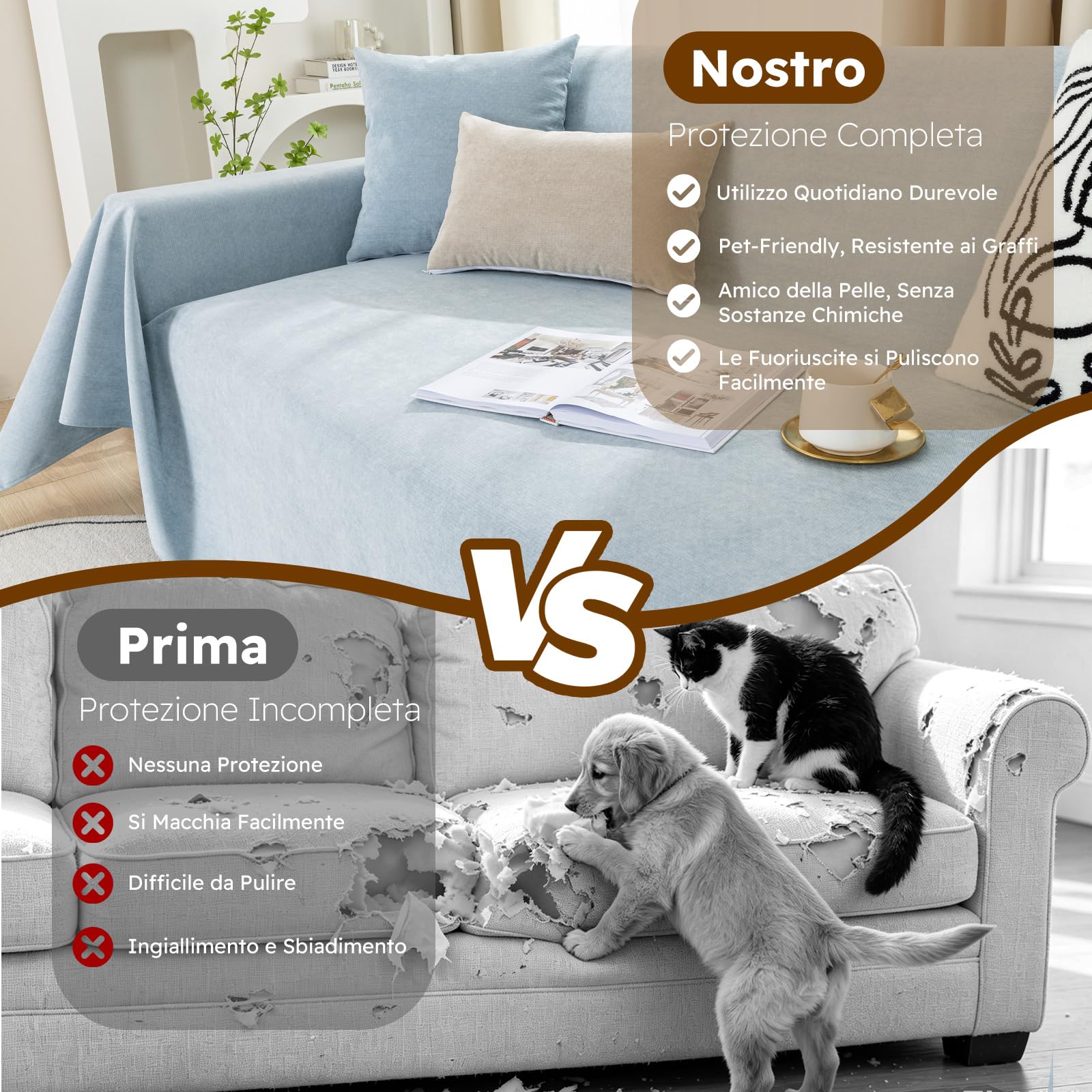 Spessore Tessuto Copridivano Antiscivolo Decorativo Universale Impermeabile Fodere Copridivani Slipcovers Divano Protector elasticizzati per Cani Gatti Letto 180 * 300cm-Blu Dell' acqua