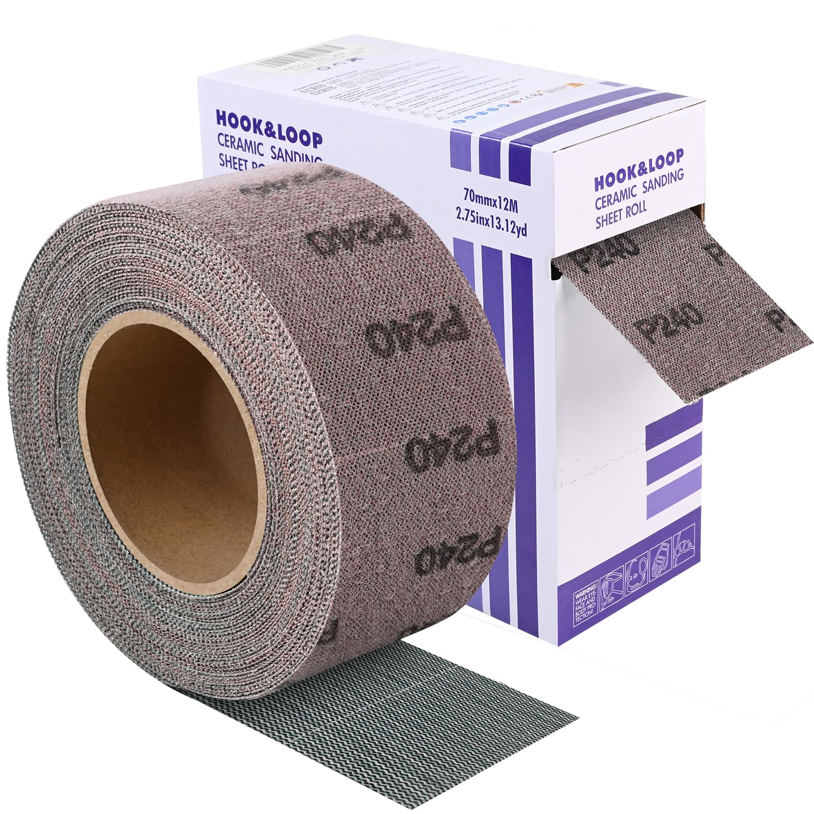 Netz Schleifpapier Rolle Klett P240, 70mmx12m Schleifnetz Klett | für Holz, Metall und Kunststoff, Bereits Vorgeschnitten und Einfach zu Verwenden – zum Schleifen, Polieren und Entrosten