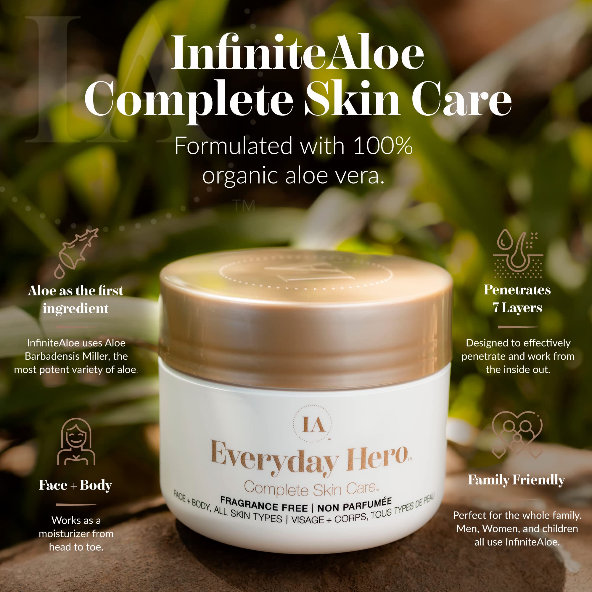 InfiniteAloe, Aloe Vera Body & Face Moisturizer FragranceFree Face