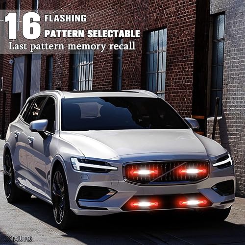 Miniatura 3 de XTAUTO Luz estroboscópica LED de emergencia, 24 LED, rojo, blanco, rojo, intermitente, advertencia, peligro, construcción, precaución, barra de luz