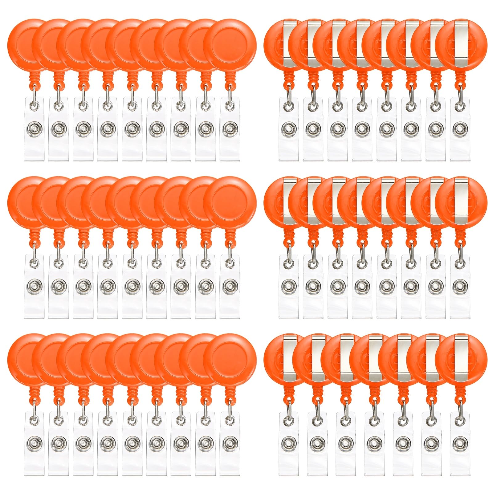 PATIKIL 50 Pcs Badge Reel, Retractable Badge Clip, ID Card Holder Reel with Swivel Alligator Clip for Teacher Employees Office Supplies, Orange