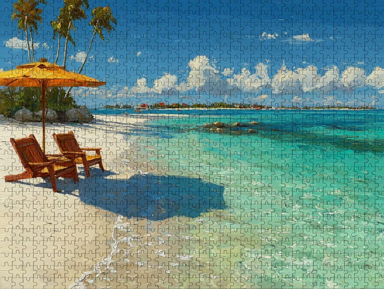 Puzzle Arte con Scatola Blu, Vista Mare Puzzle Legno 5000 Pezzi Adulti 156x105cm, Attività di Intrattenimento ad Alta Difficoltà, DIY Classici Gioco, Jigsaw Per Tutta La Famiglia, Regalo, 0-2816