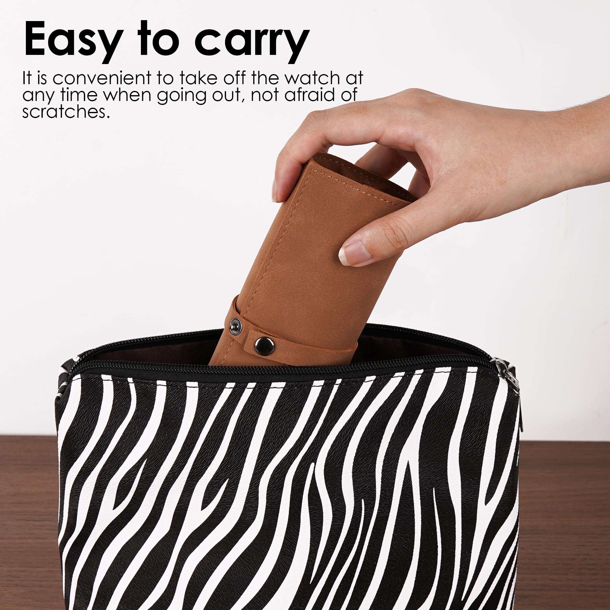 Estuche enrollable de cuero para reloj, organizador de relojes de viaje de 5 ranuras con cordón y cierre a presión, bolsa de almacenamiento portátil para reloj de pulsera, soporte suave para