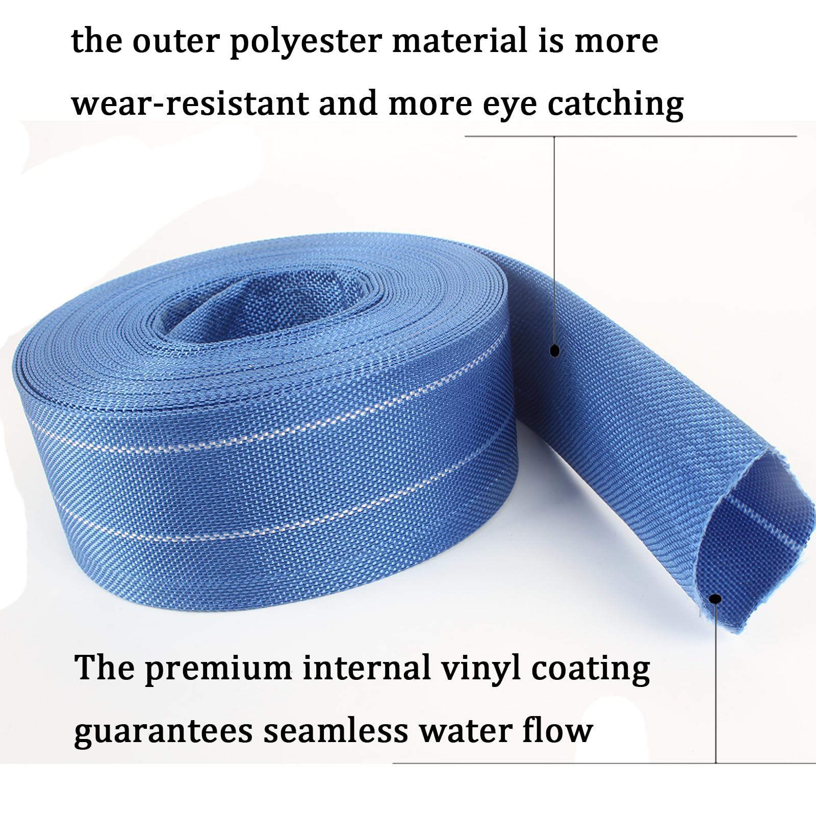 Manguera de retrolavado para piscina, manguera de PVC resistente, manguera de descarga plana, tubo de drenaje flexible para drenaje de piscina, con 2 abrazaderas (1.5 pulgadas x 100 pies)