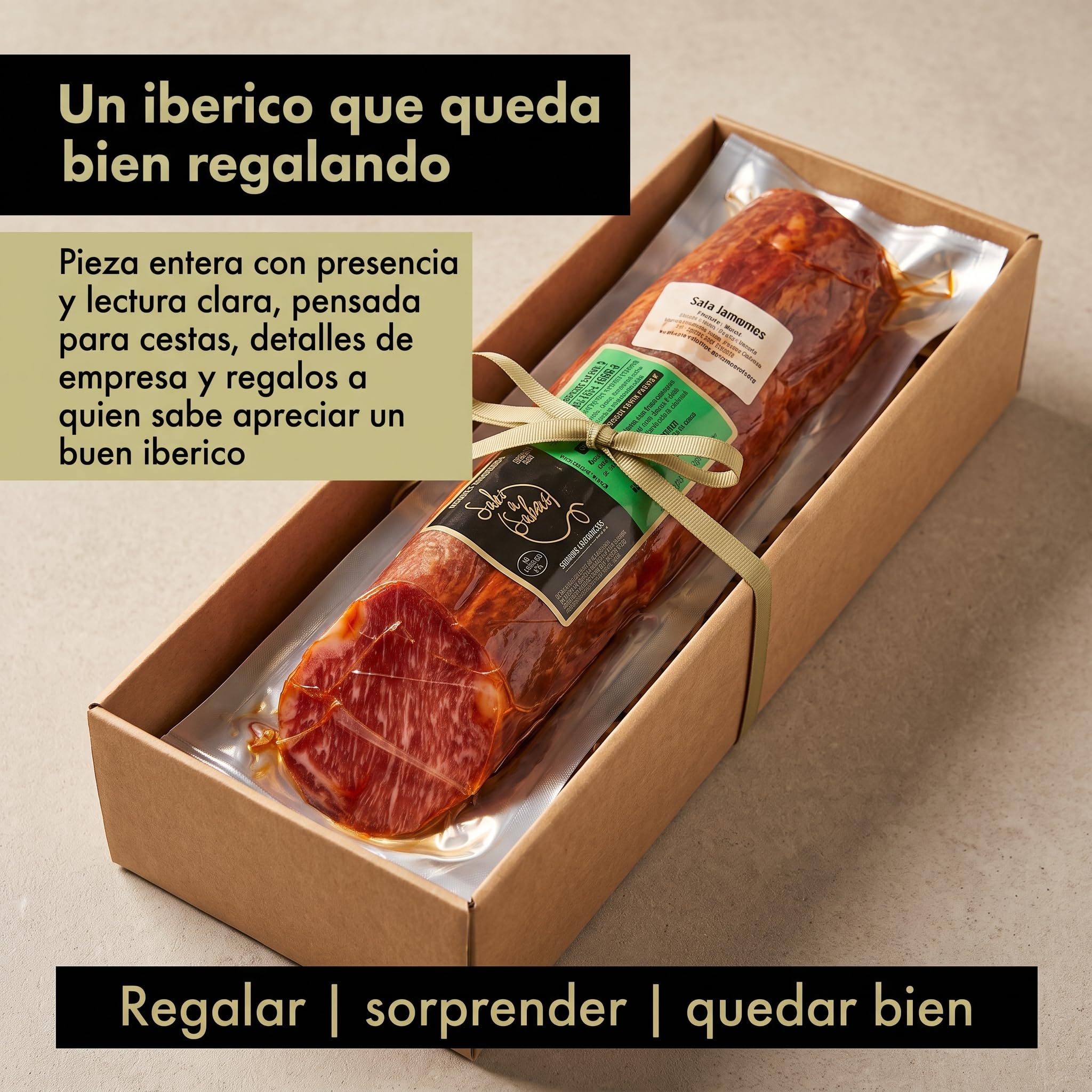 Lomo Embuchado Iberico Cebo de Campo 75% Raza Iberica Pieza Entera 700 g | Caña curada al vacio, curacion lenta; corta fina para tabla, aperitivo o bocadillo. Sin gluten ni lactosa. Cesta y regalo