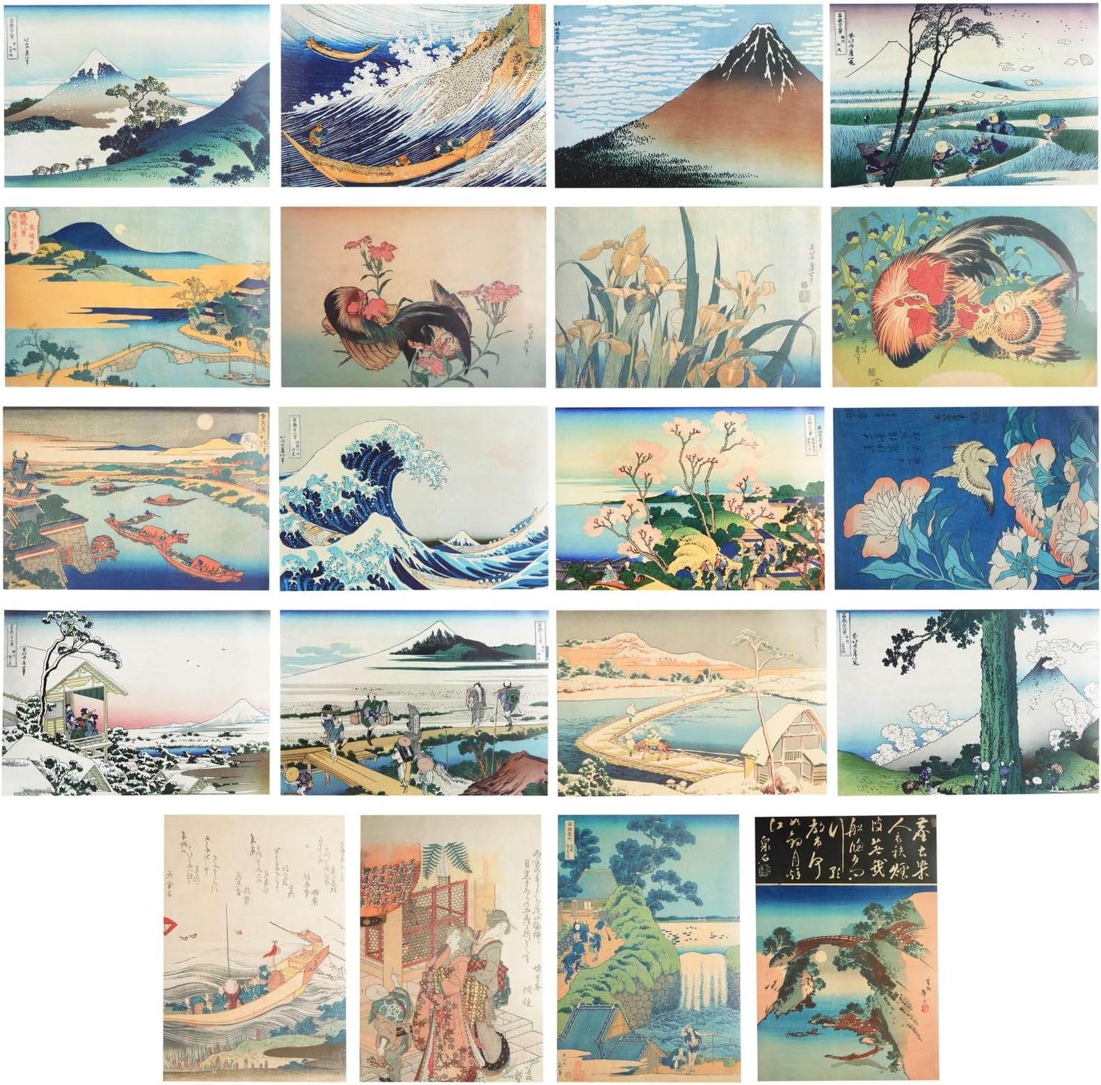 The Stationery Hokusai Wall Art Poster Pack - 13 x 19 in, 20-Pack, Multicolored - Japanese Wall Decor Art Prints for Room Decor