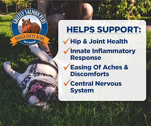 Miniatura 4 de Grizzly Wild Alaskan Salmon Oil Suplemento alimenticio para perros Omega 3 ácidos grasos, 16 onzas