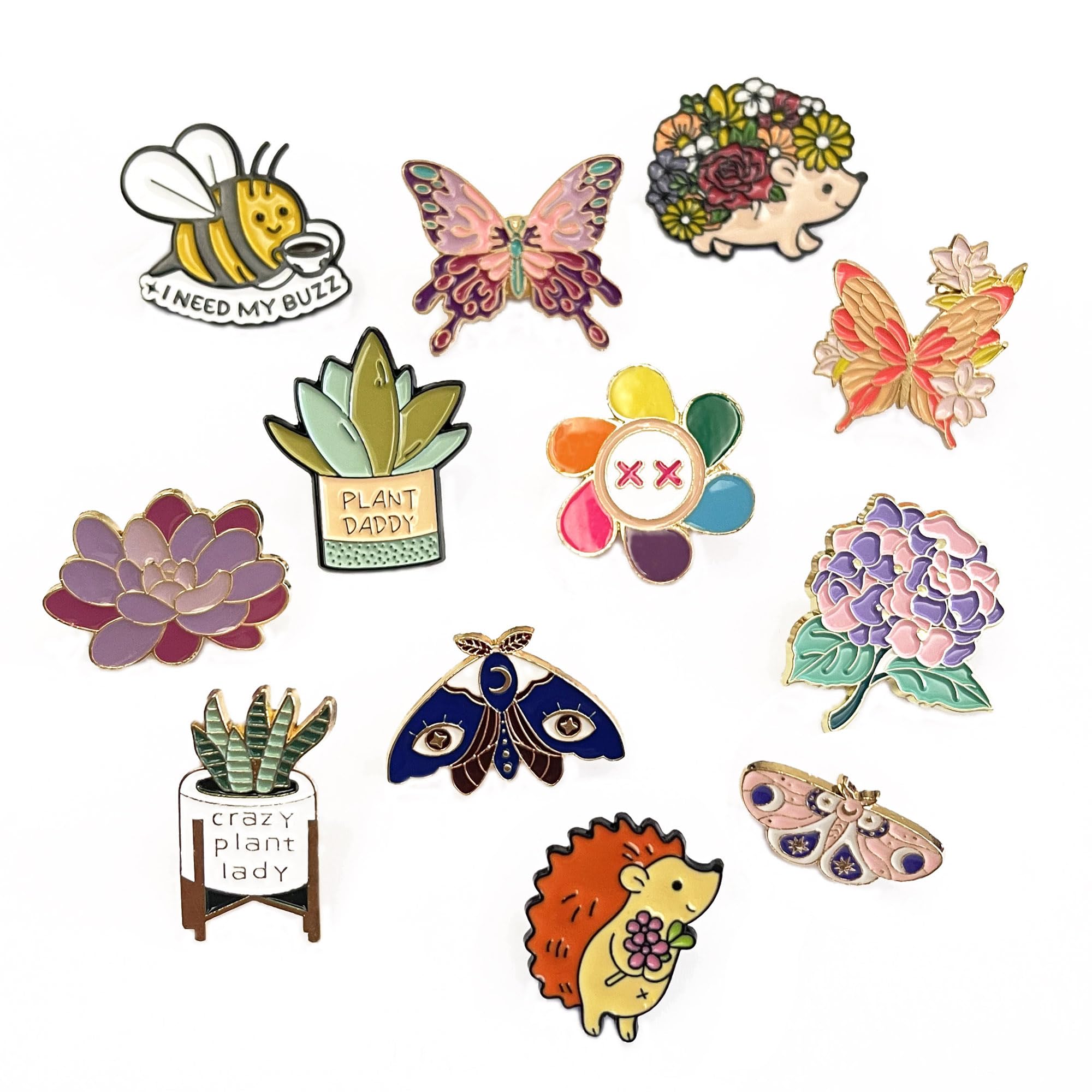 12 Pcs Women Brooches Bulk Set Enamel Pins ICartoon Cute Pins Butterfly Pins for Women Girls Christmas Gifts for Backpacks Aesthetic Brooch Pin Badges