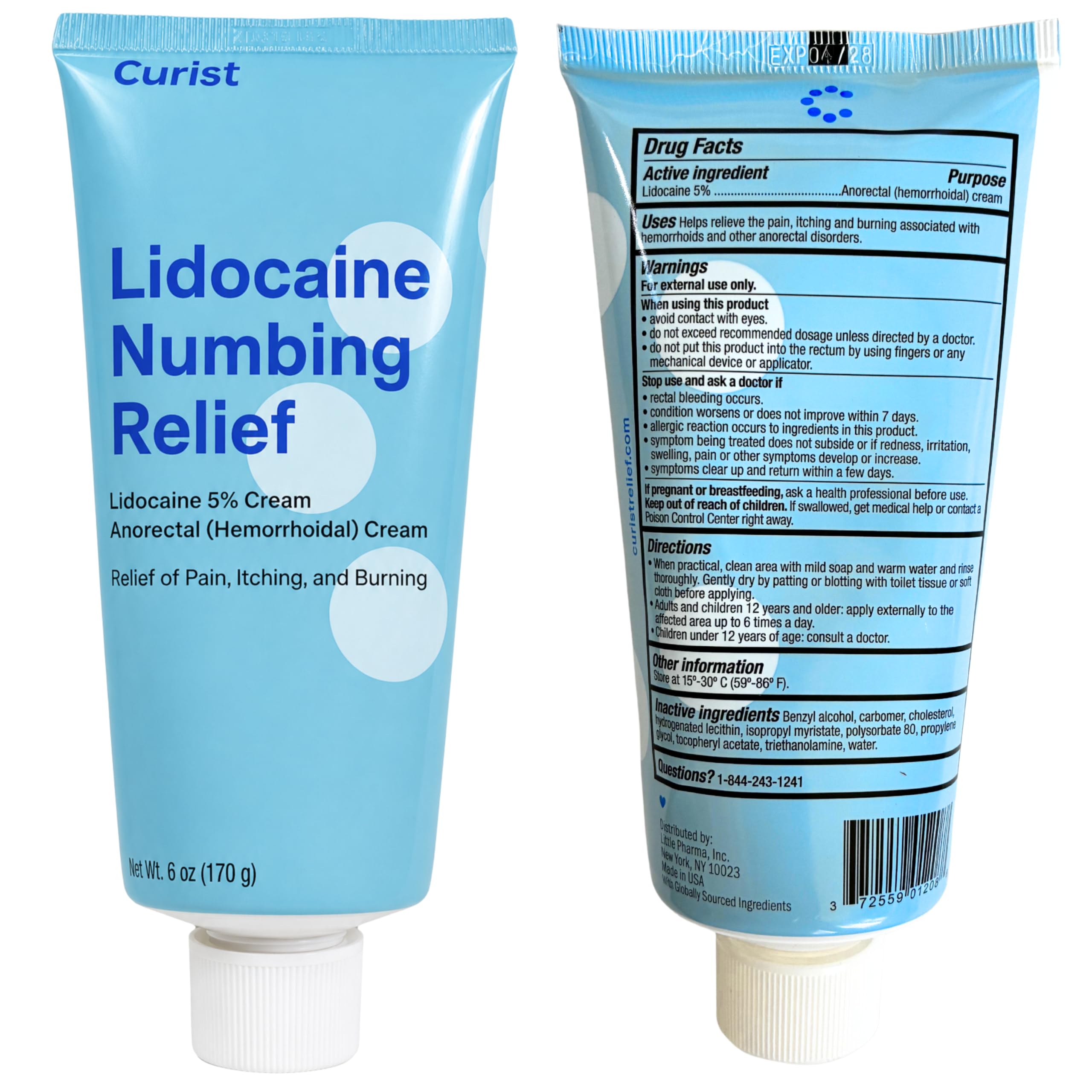 Curist 5% Lidocaine Numbing Cream Extra Large Tube 6 oz (170 g) — Amazon image 2