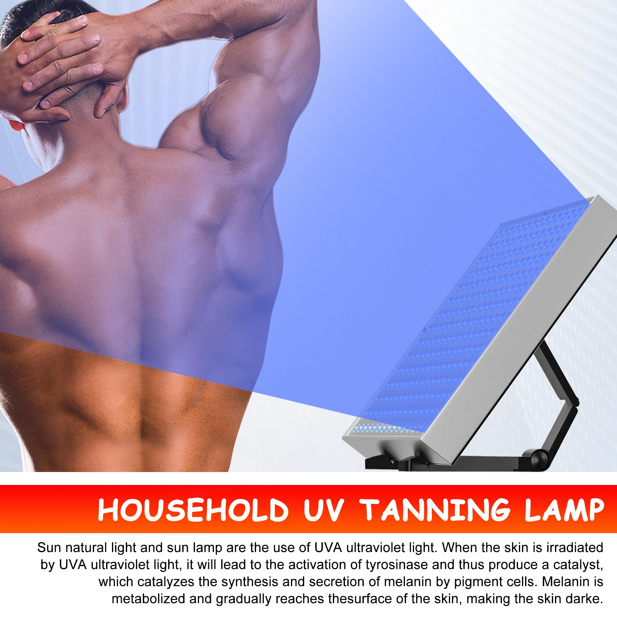 Lámpara de bronceado Solarium para el hogar, lámpara de bronceado portátil con 225 LED, soporte ajustable, bronceador facial plegable para el hogar, luz bronceadora de piel para cara y cuerpo