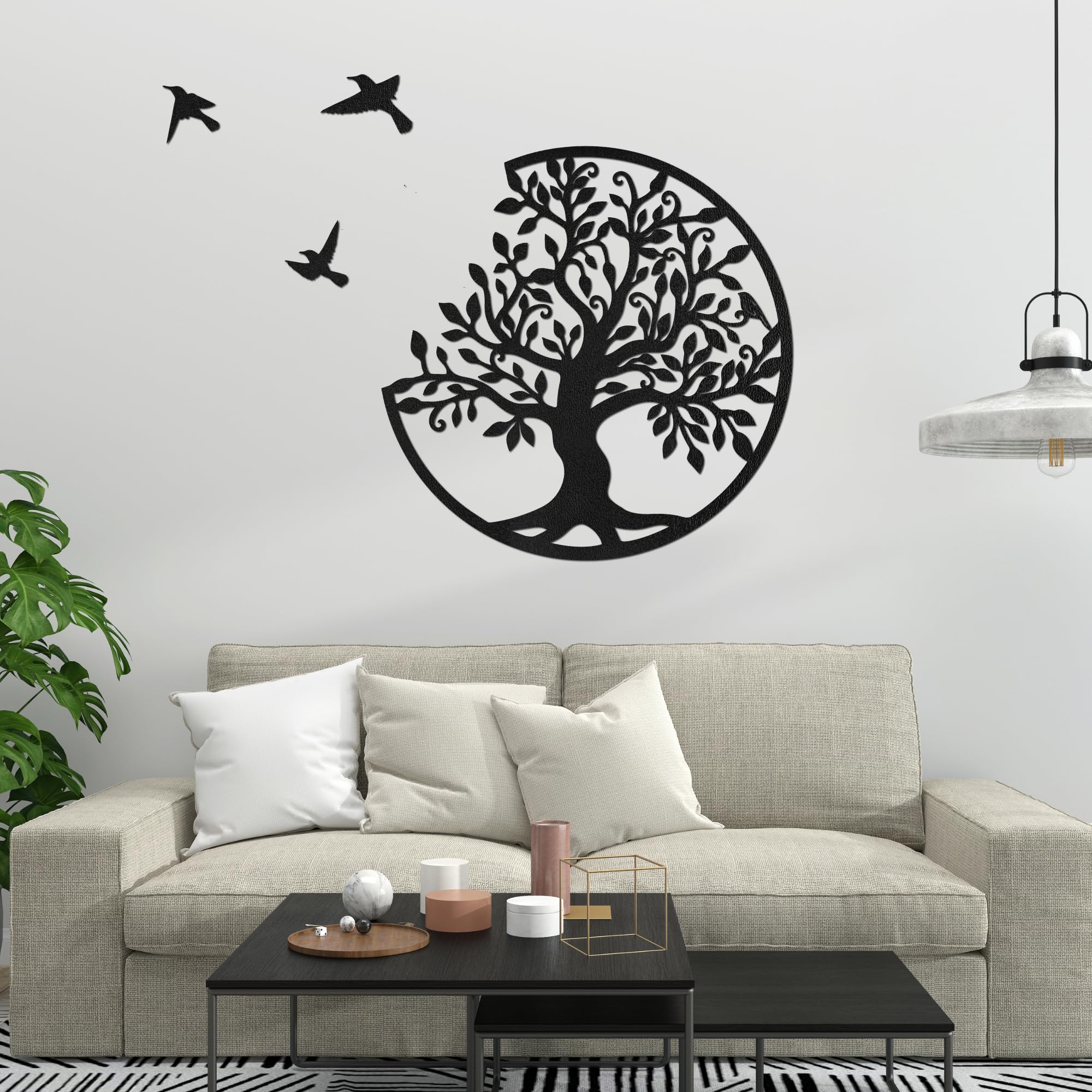 SENTOP HDF0504 Arbre de Vie, Image Sculptée sur Mur en Bois pour Usage Intérieur, Décoration Art en Bois (Noir, 40 cm)