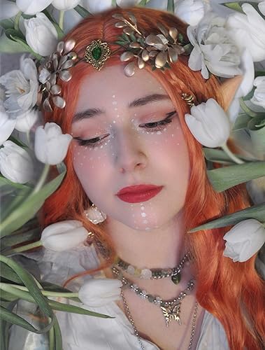 Miniatura 2 de MOSTORY Handmade Fairy Flower Headband Boho Floral Crown Elf Weave Headpiece Medieval Elven Circlet for Women Girls Wedding Bridal Renaissance Party