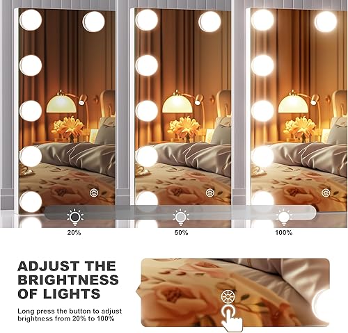 Miniatura 3 de Hasipu Espejo de tocador con luces, espejo Hollywood de 11 x 14 pulgadas, espejo de maquillaje con 11 bombillas regulables y aumento de 10X, 3 modos