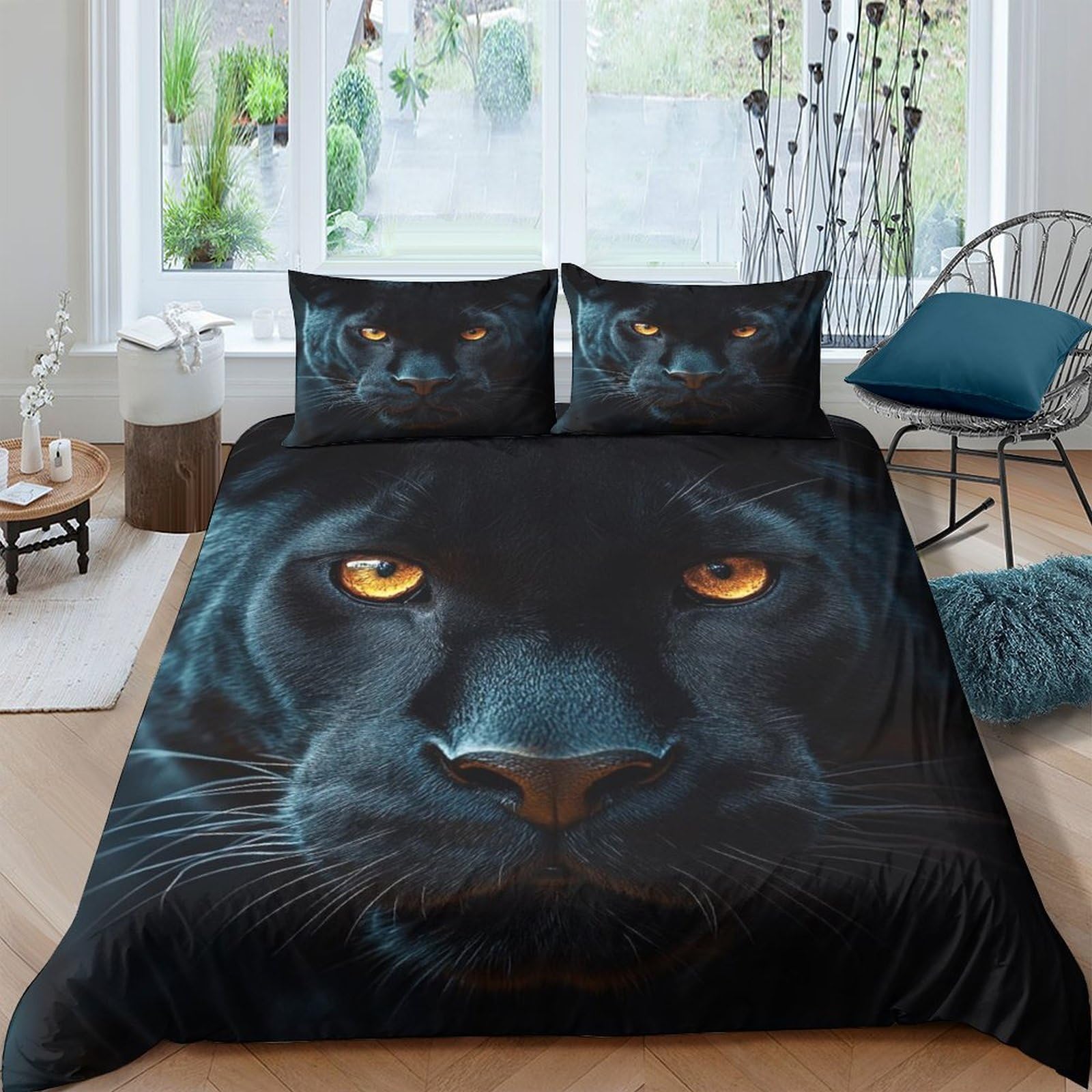 Ctjqhvkz Style-5 3D Printed Black Panther Fitted Sheet Microfiber Soft Animal Face Bed Sheet For Bedroom Guestroom Dorm Mattress Cover Single（135X200cm）