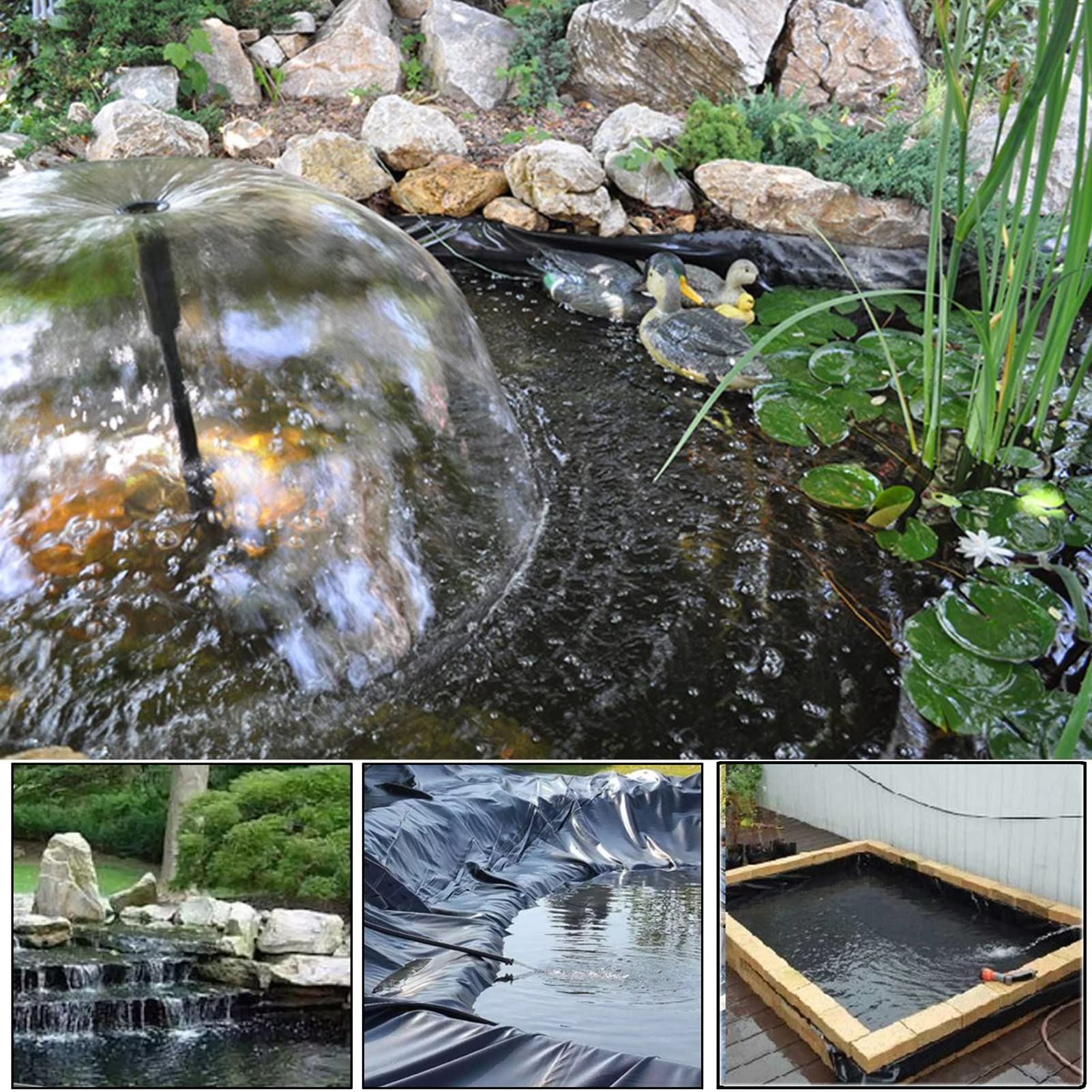 Rivestimento per laghetto – Membrana impermeabile flessibile in HDPE resistente da 0,3 mm per stagni di pesci, giardini acquatici, banchi di ruscelli e soluzioni paesaggistiche