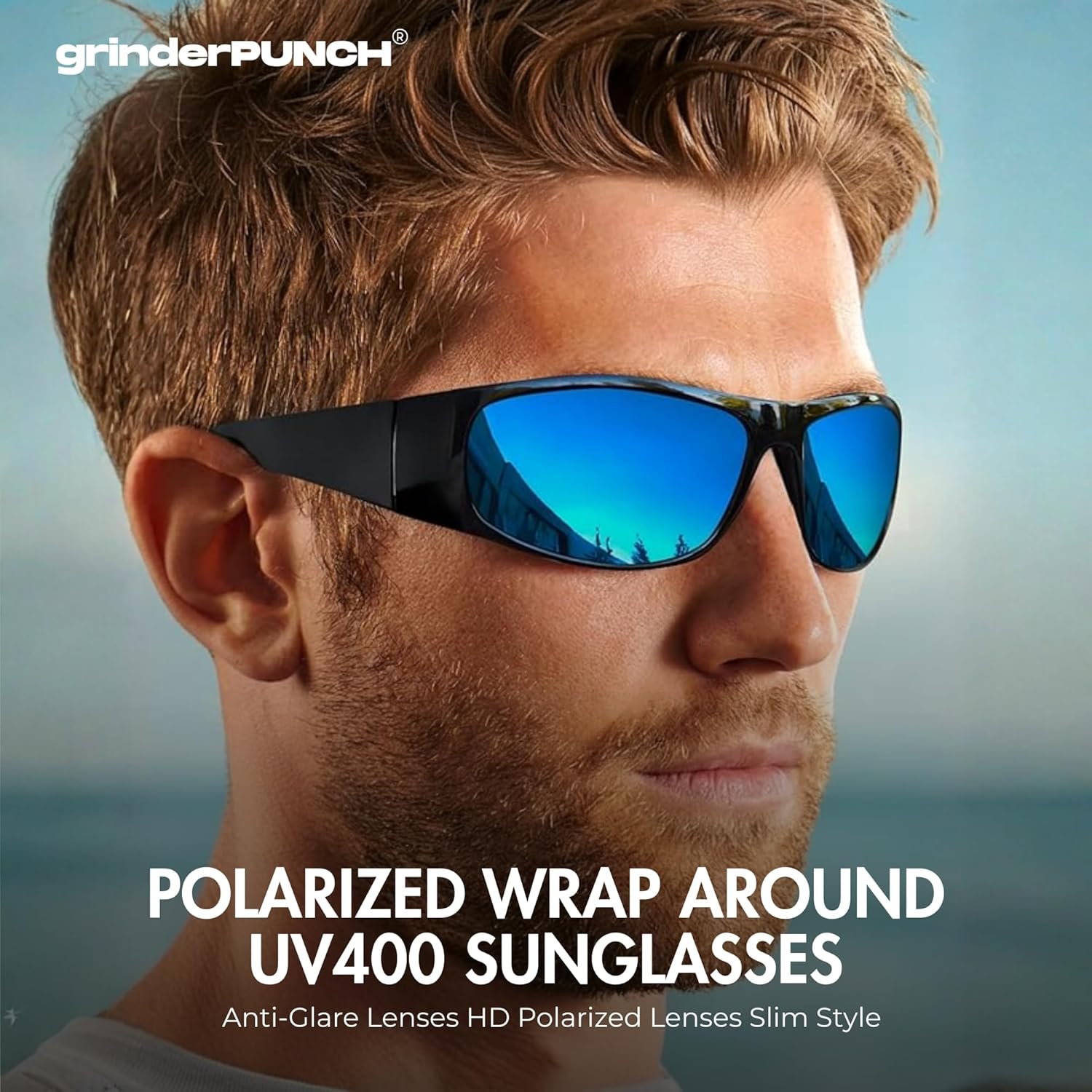 grinderPUNCH Super Dark CAT 4 Sunglasses Polarized Blackout Lenses for Light Sensitivity & Migraine Relief Wrap Around