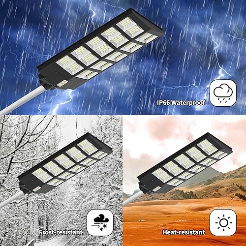 Miniatura 5 de Solar Street Light, 1500W LED, Floodlight, Outdoor, IP66 Waterproof, Motion Sensor, 150000LM, for Yard, Parking Lot, Residential Areas