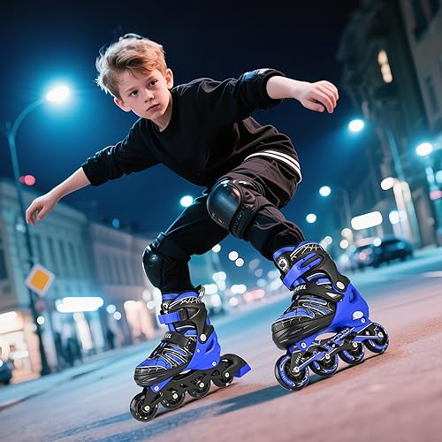Miniatura 6 de SULIFEEL Patines en línea de unicornio arcoíris para niñas y niños, 4 tamaños, ajustables, con ruedas iluminadas, para niños principiantes E Araña
