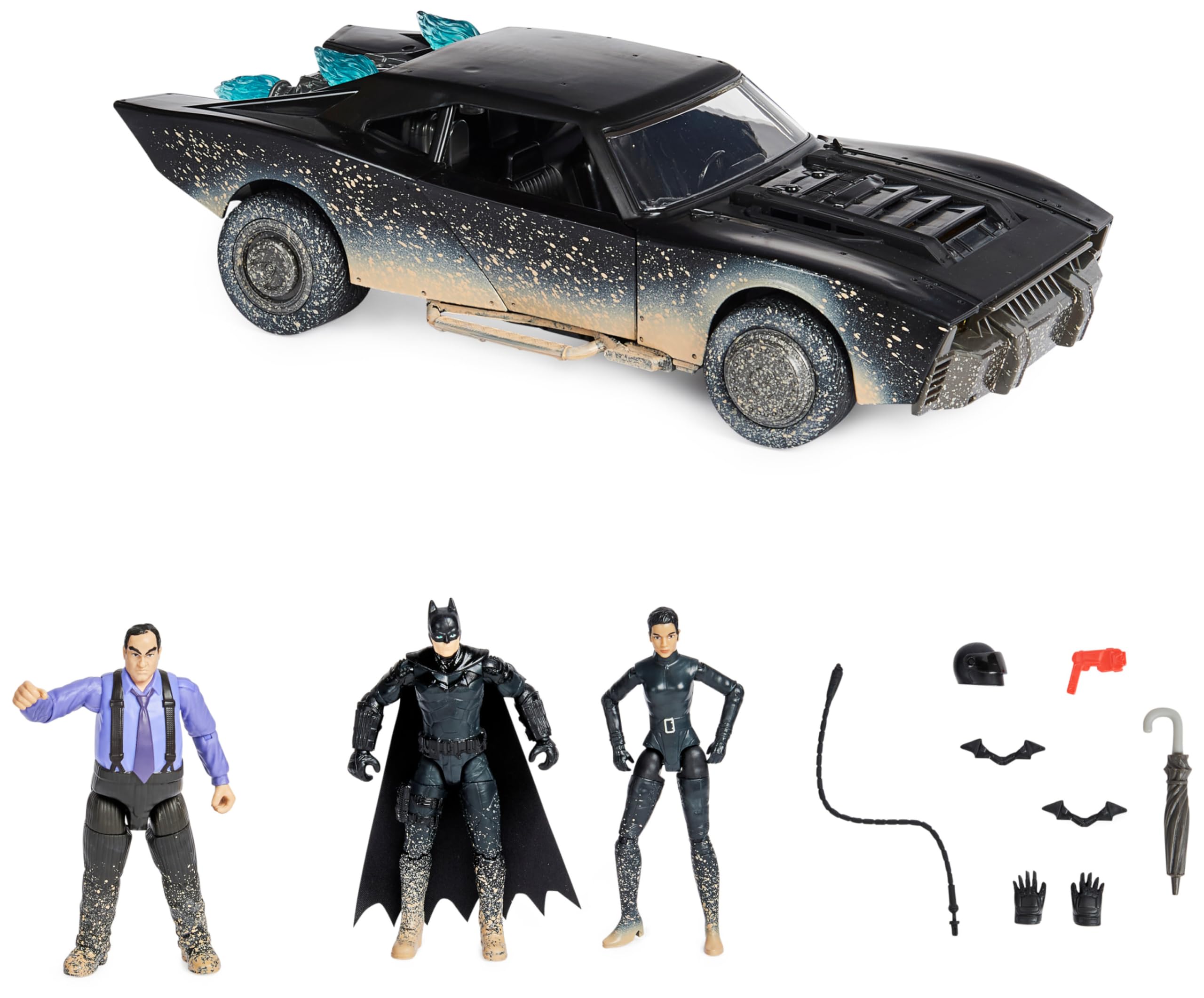 DC Comics Ultimatives Batman-Set mit exklusivem Batman, Selina Kyle, The Pinguin Actionfiguren, Batmobil, Kinderspielzeug, ab 4 Jahren