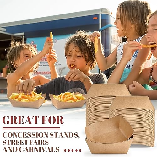 Miniatura 7 de Ocmoiy Bandejas de papel kraft de 1 libra, paquete de 100 unidades de botes de comida resistente, bandeja desechable para servir alimentos, bandejas