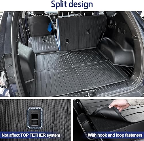 Miniatura 4 de BEEGROW Alfombrillas de asiento y forro de carga para accesorios Hyundai Tucson 2022 2023, protectores de respaldo TPE con forro de velcro para