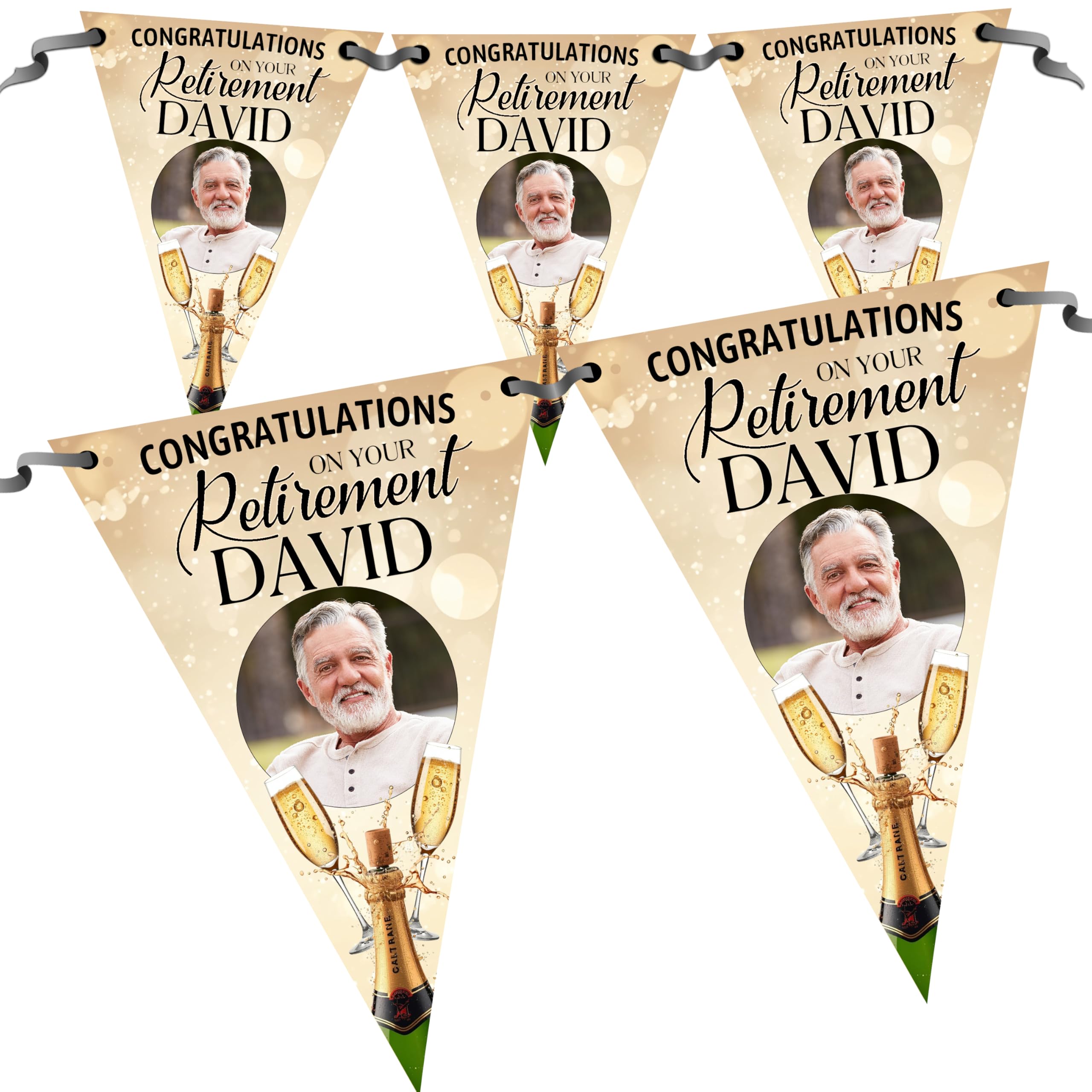 Personalised Congratulations on your Retirement Party Photo Flag Banner Bunting N115-10 Flags inc ribbon